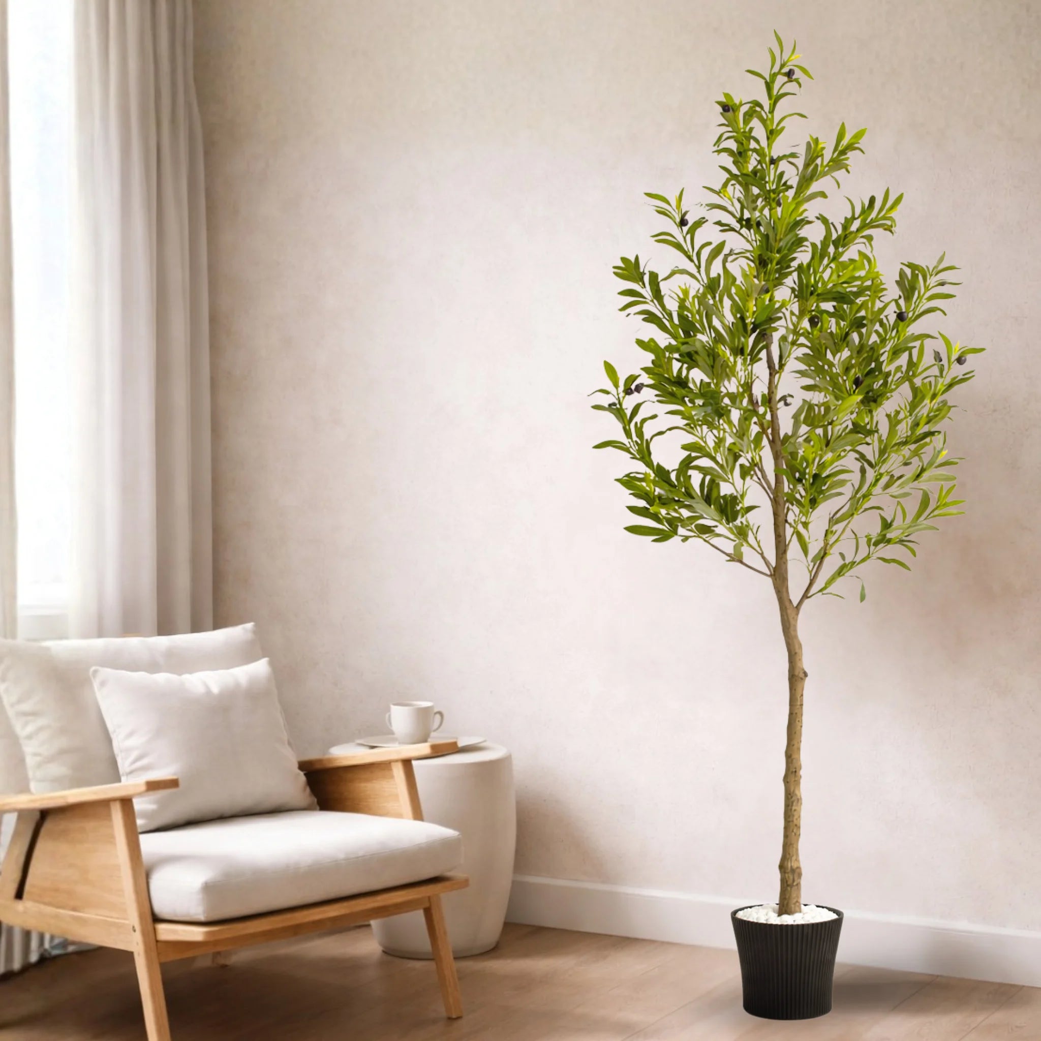 180CM Artificial Olive Tree with Decorative Pot & Mediterranean Stones