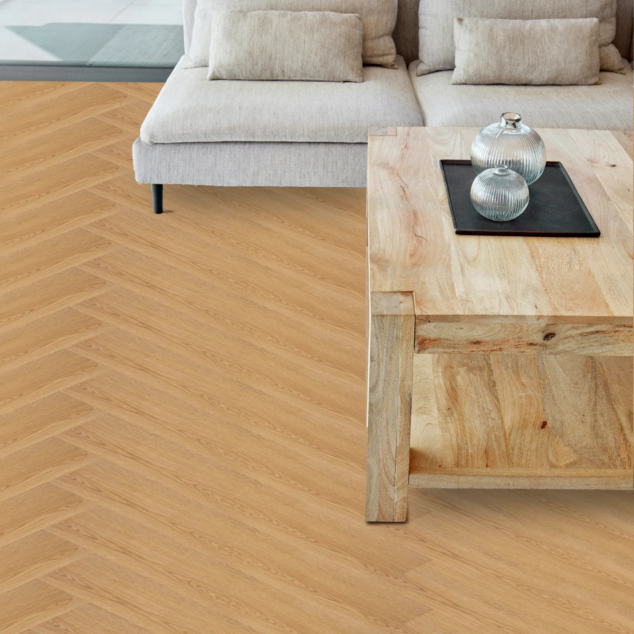 A cozy living room featuring a luxury vinyl plank floor