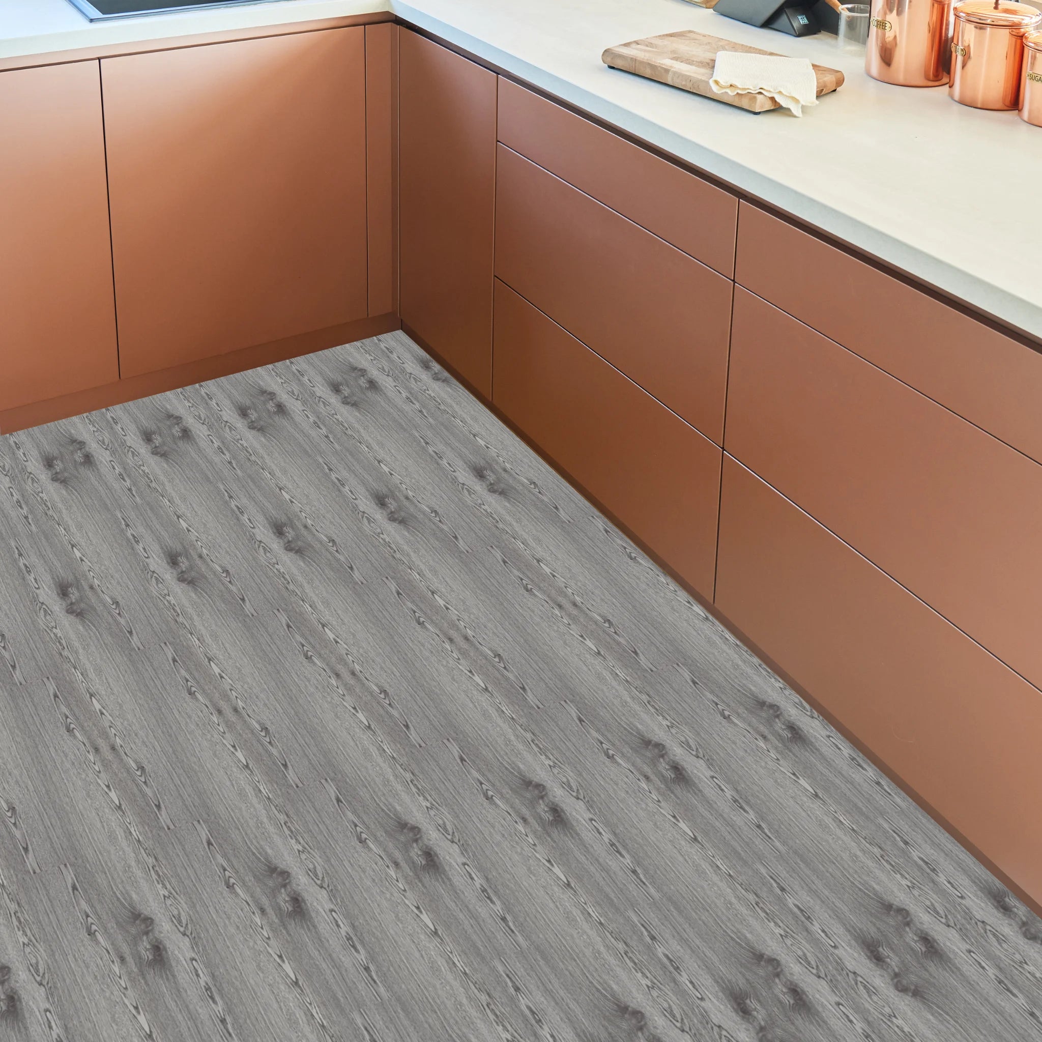 waterproof kitchen SPC click flooring with realistic wood texture