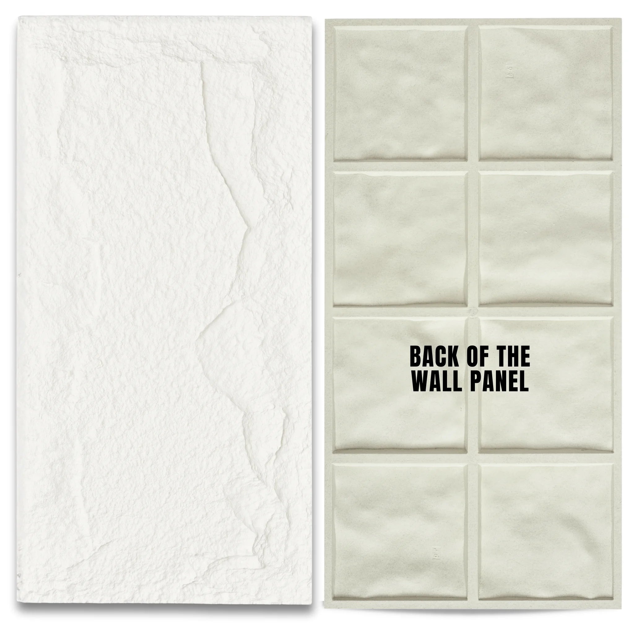 Front and back of 3d wall panels for stone cladding wall covering and decorative wall panels