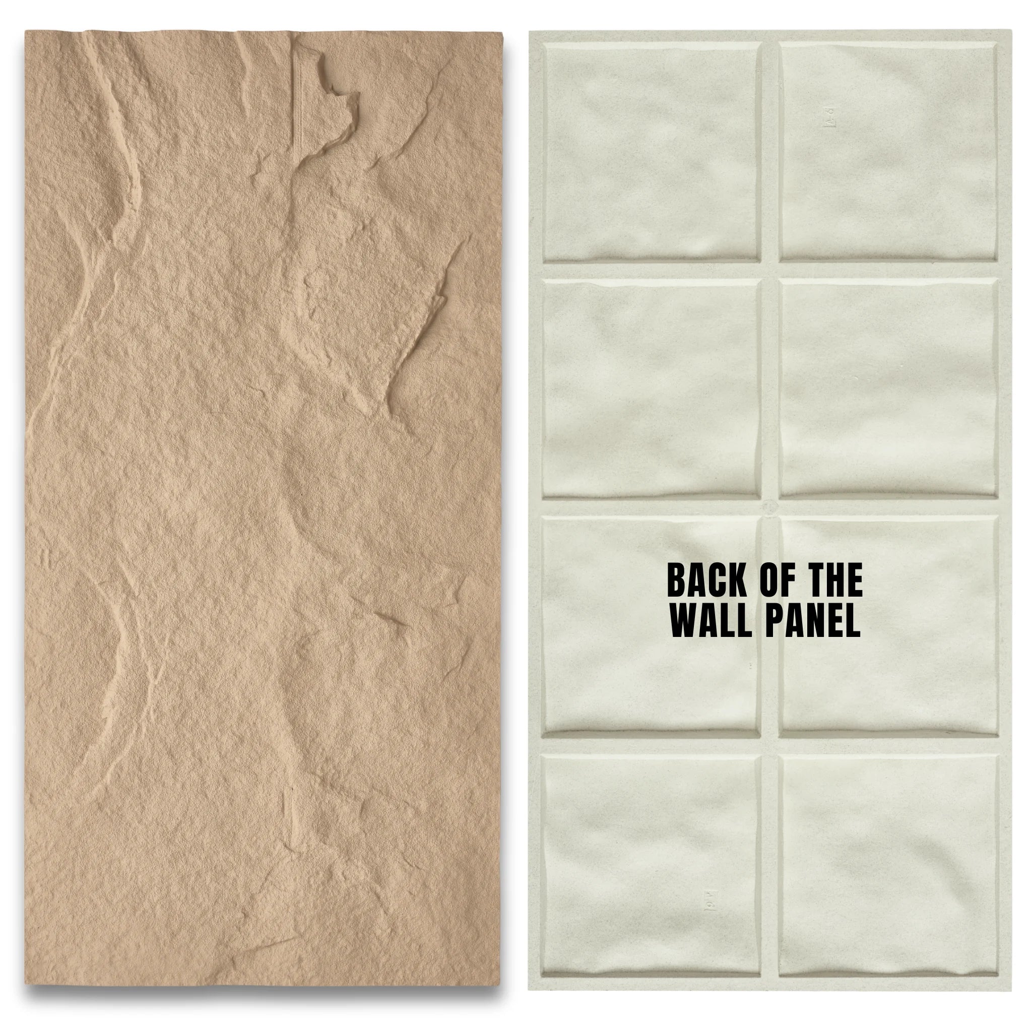 Front and back of 3d wall panels for stone cladding wall covering and decorative wall panels