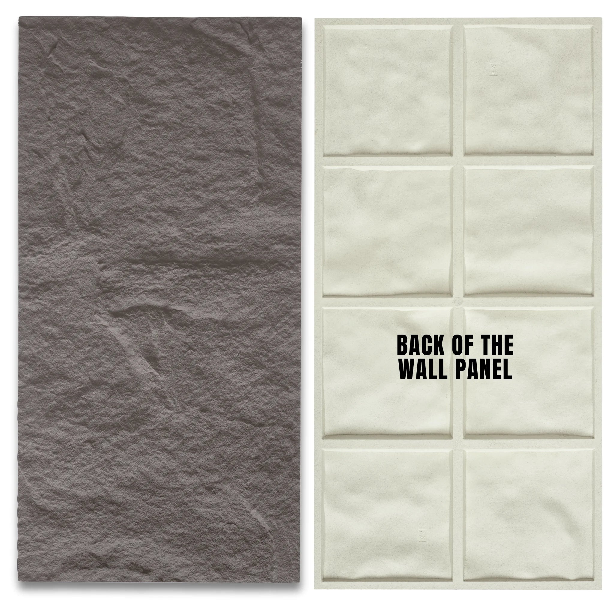 Front and back of 3d wall panels for stone cladding wall covering and decorative wall panels