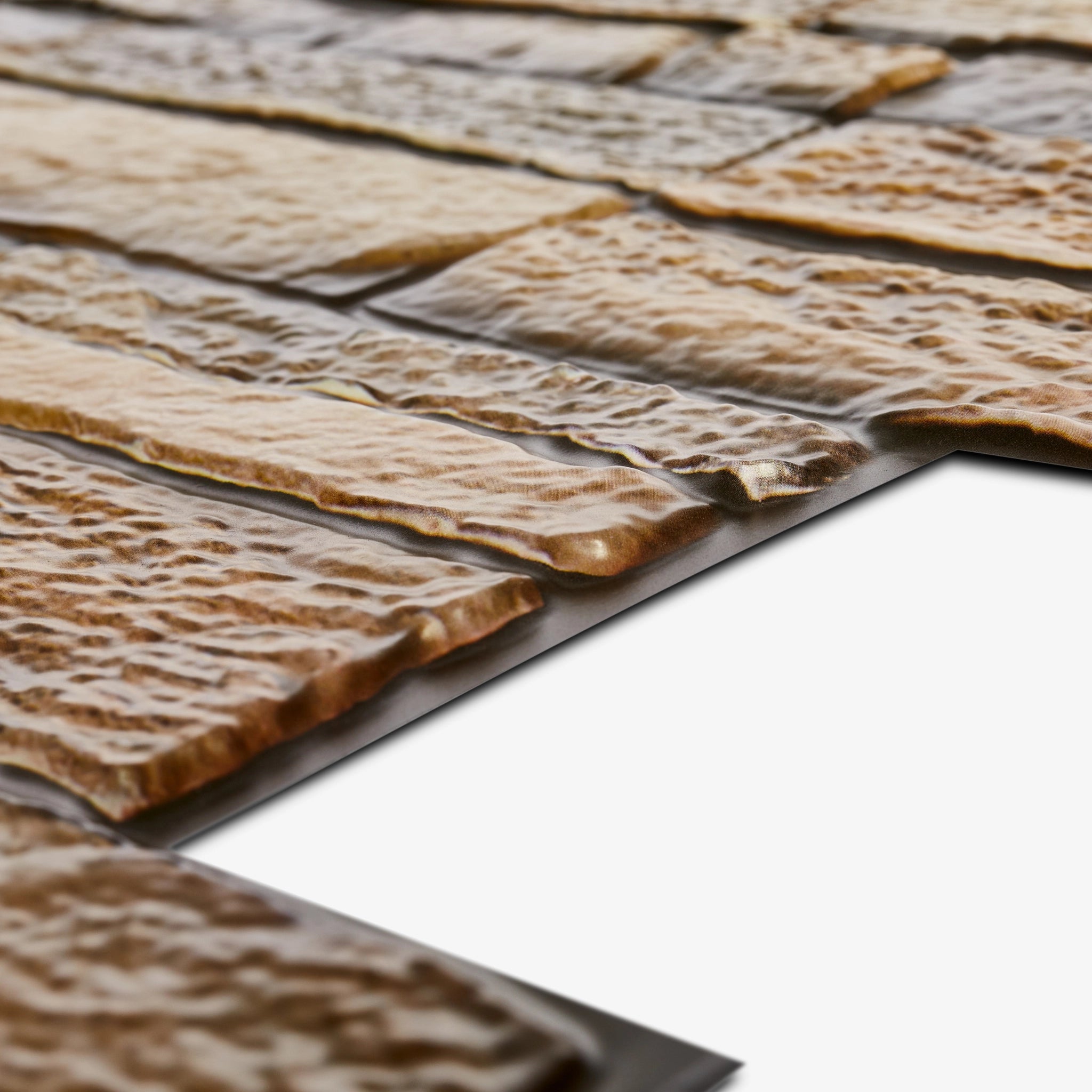 Closer look of the rustic tan 3D wall panel