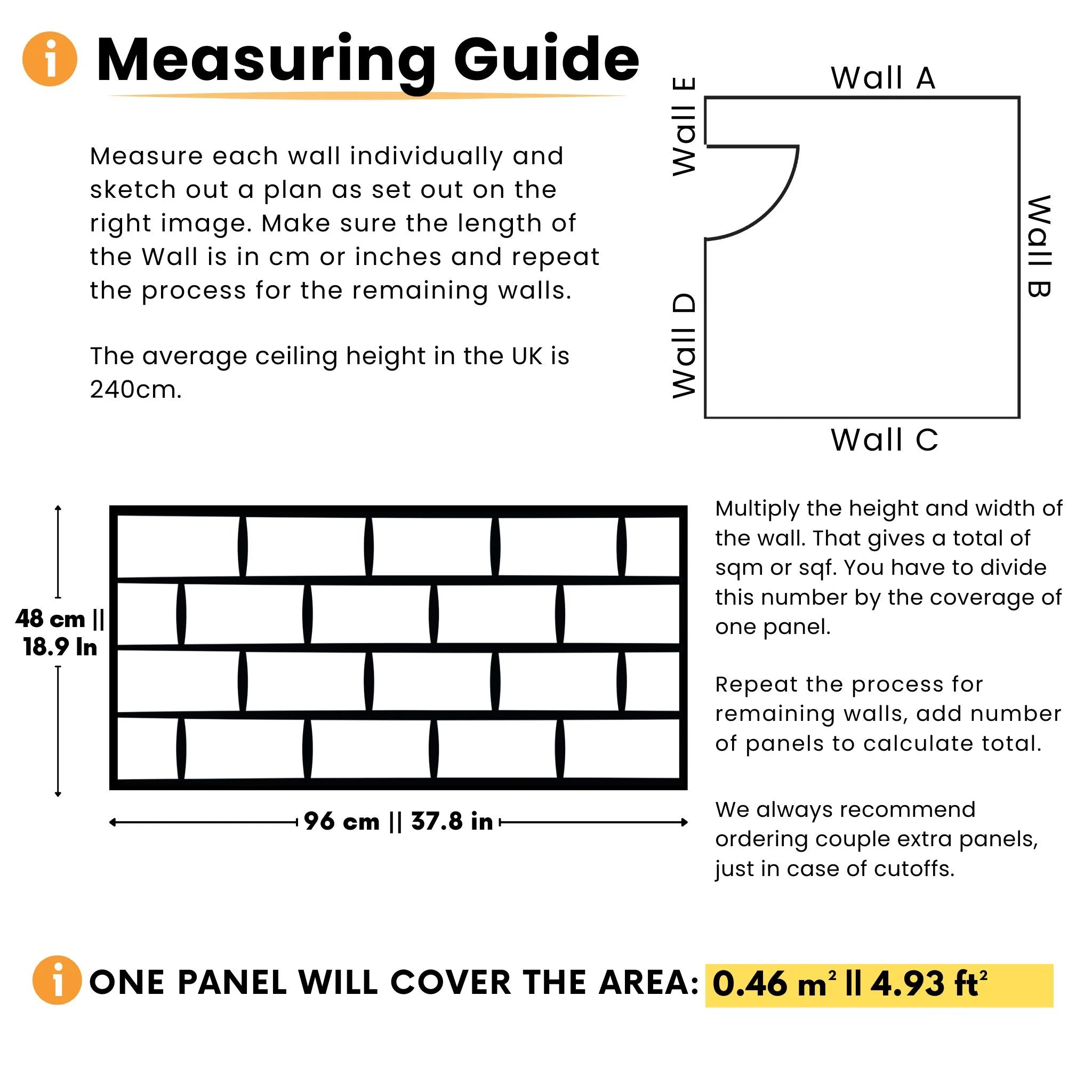 measuring guide for 3d wall panel dimensions