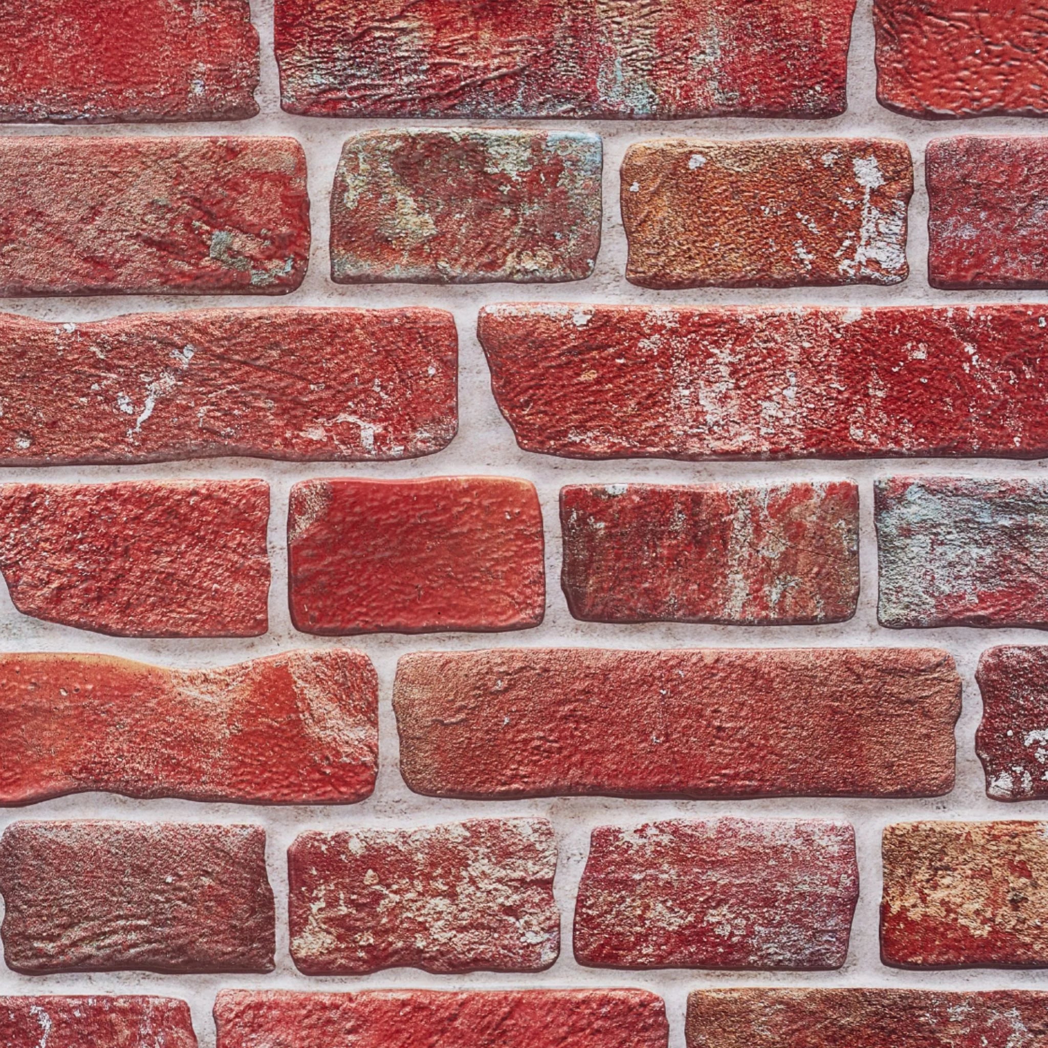 close-up of red retro brick 3d wall panel texture