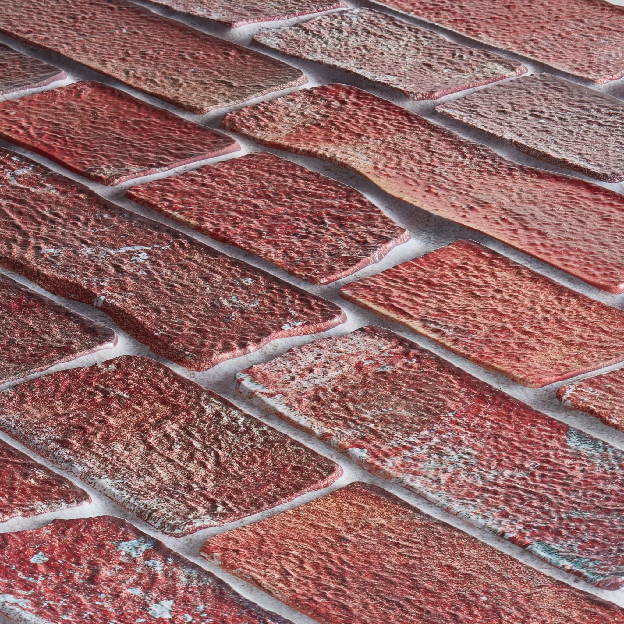 angled view of red retro brick pattern 3d wall panel
