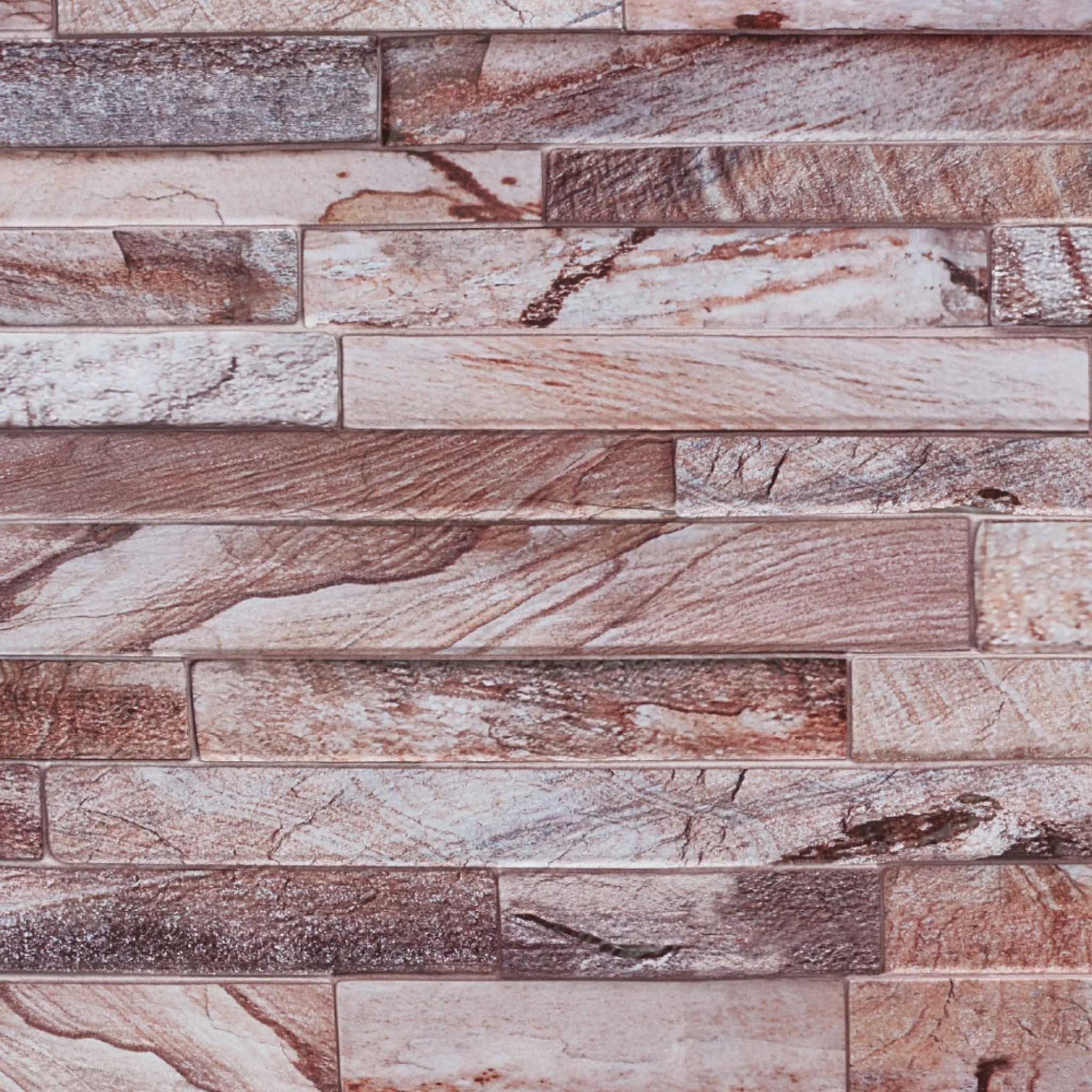 close-up of rose marble slim stone brick 3d wall panel texture
