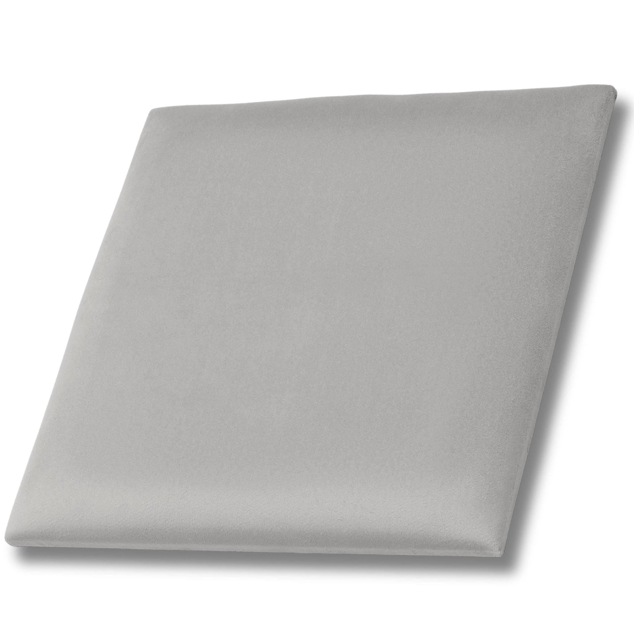 Grey Velvet Upholstered Wall Panels with Adhesive - 30x30cm