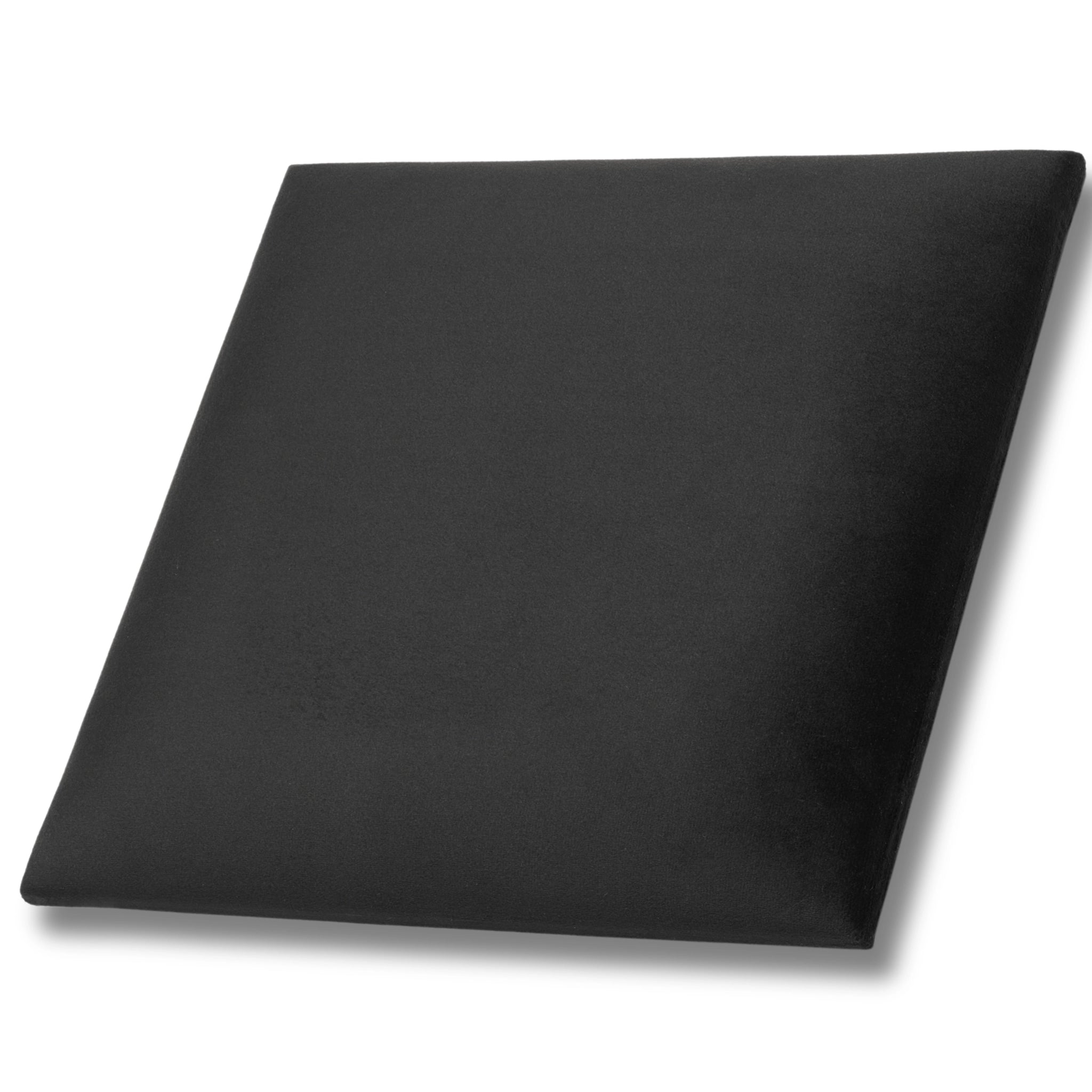Black Velvet Upholstered Wall Panels with Adhesive - 30x30cm