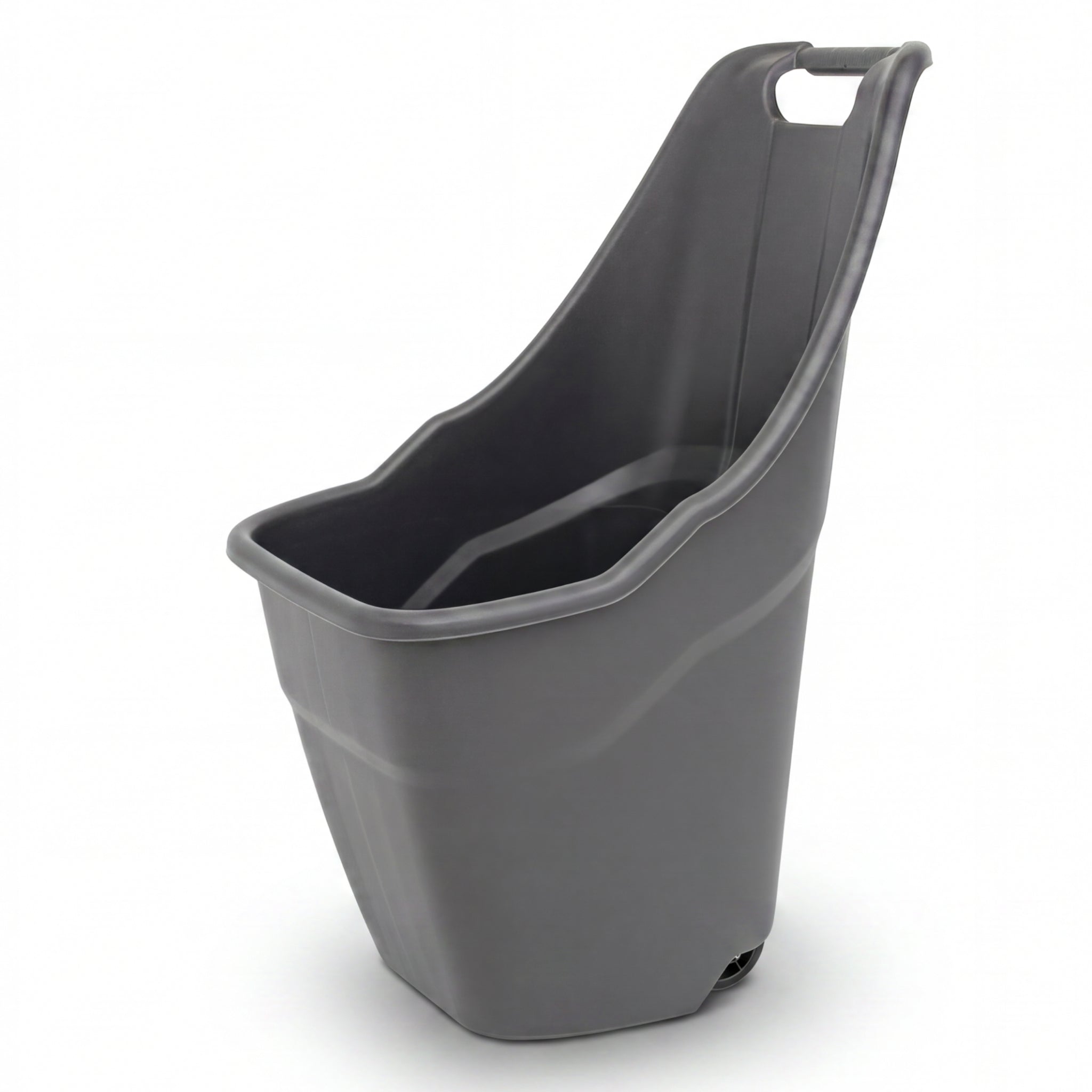 Grey plastic garden caddy on wheels