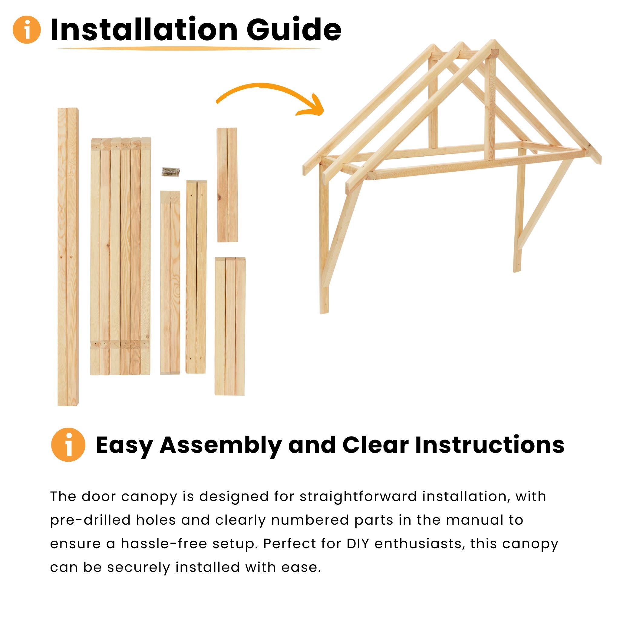 installation guide for assembling wooden door canopy
