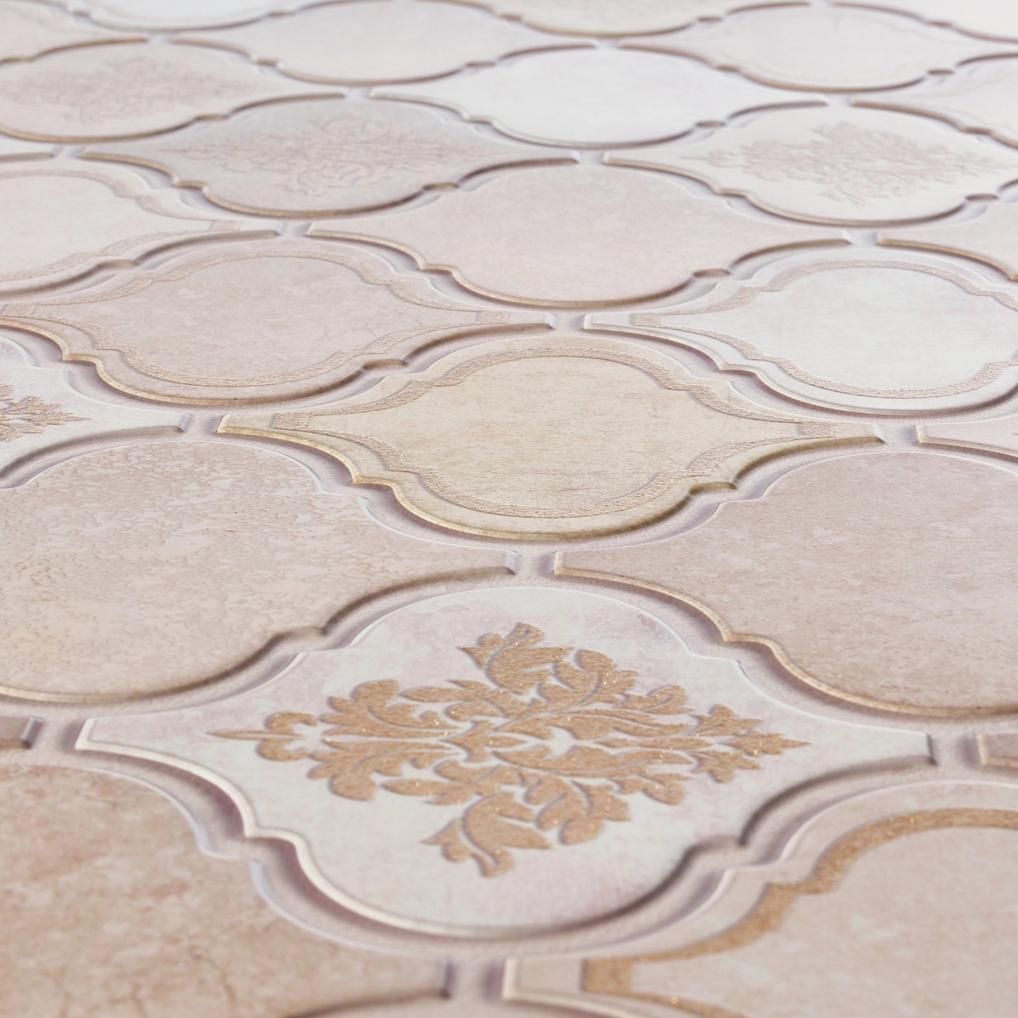 Closer look of the beige 3D wall panel