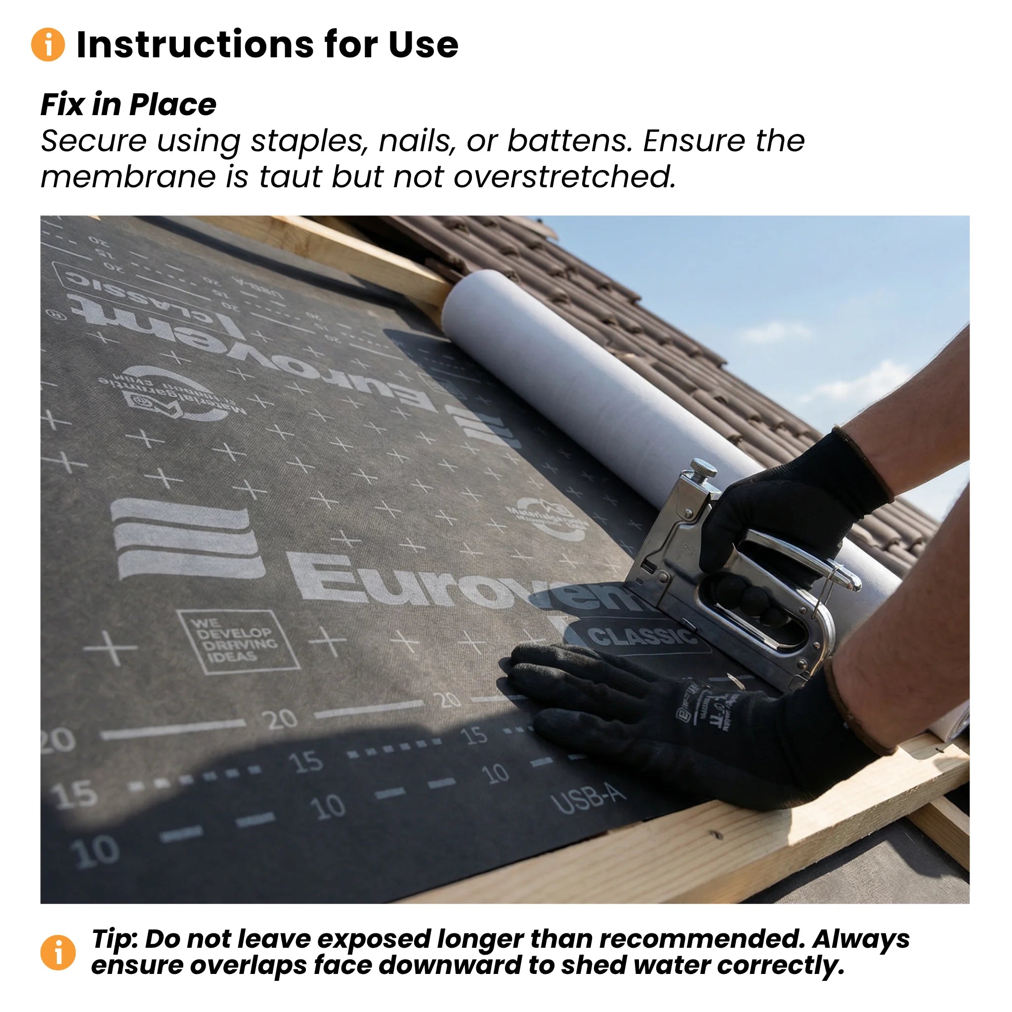 Installation guide fixing roofing membrane on roof