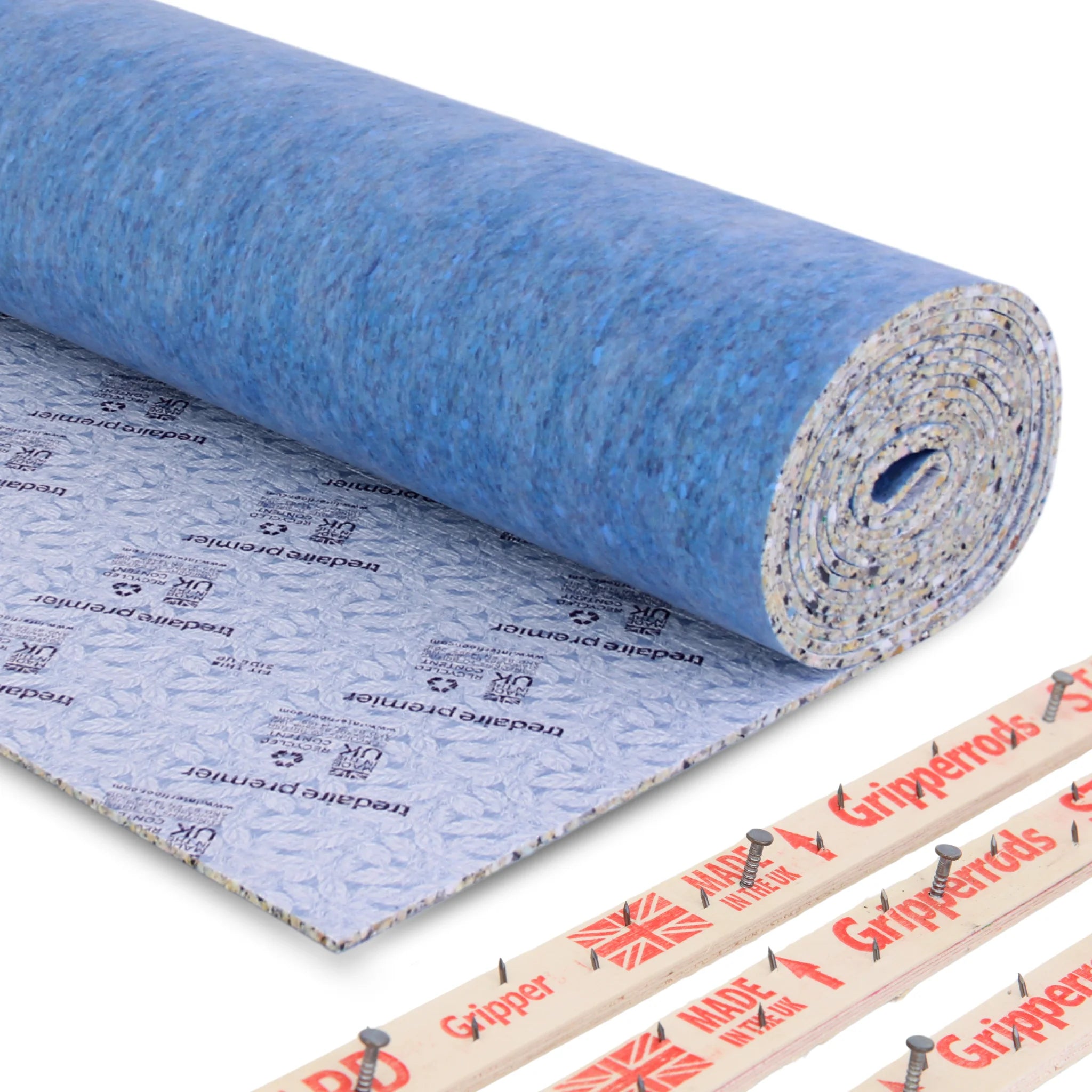 Carpet underlay roll with carpet grippers set