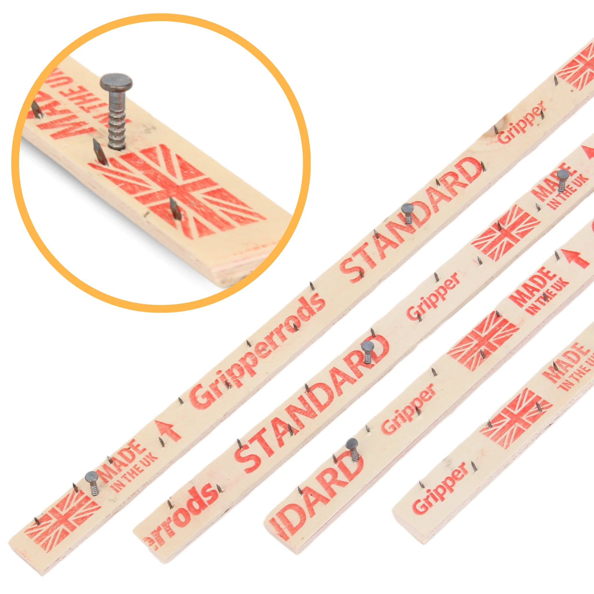 Close-look nailed gripper rods