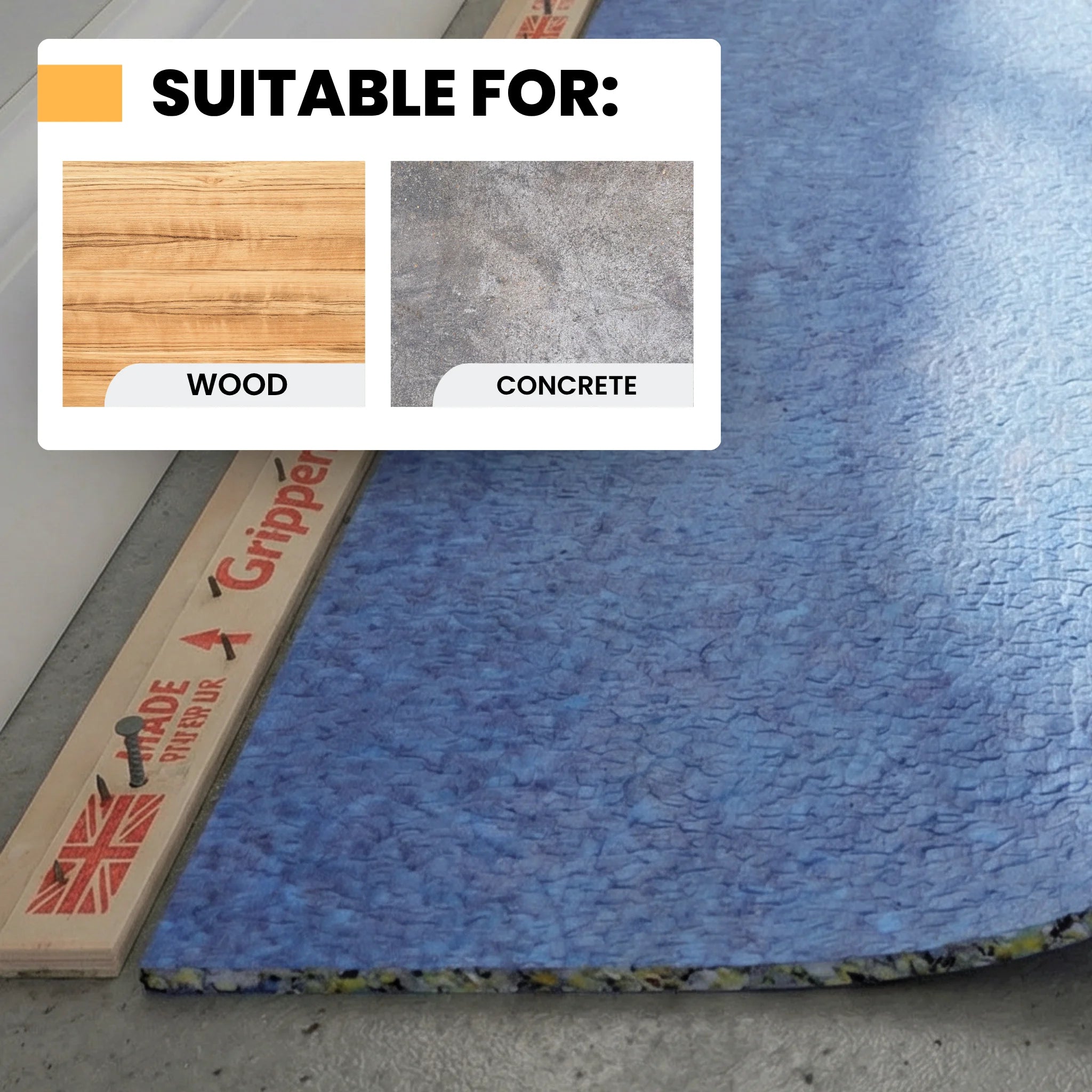 Carpet underlay for wood and concrete floors