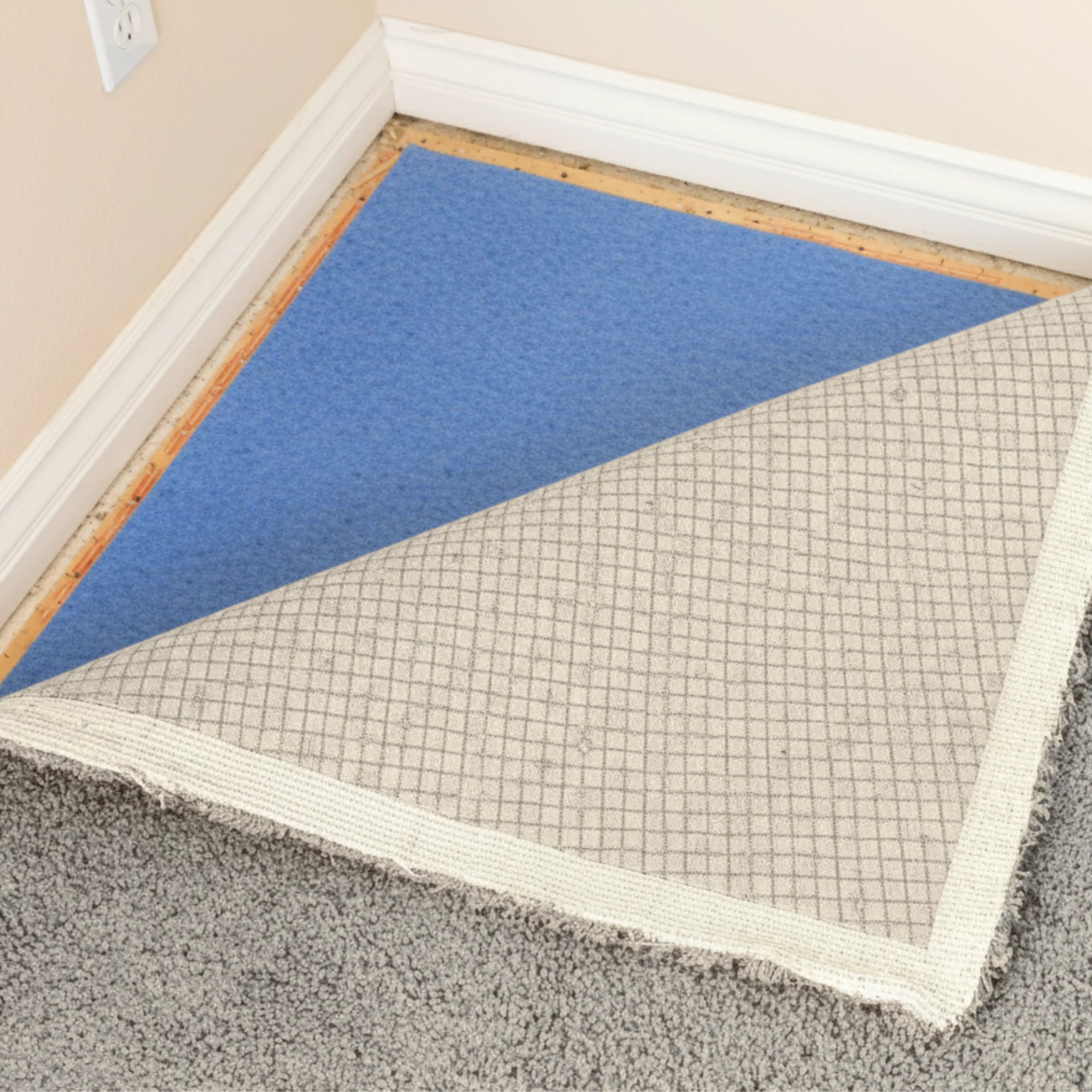 Thermal carpet underlay installed beneath fitted carpet