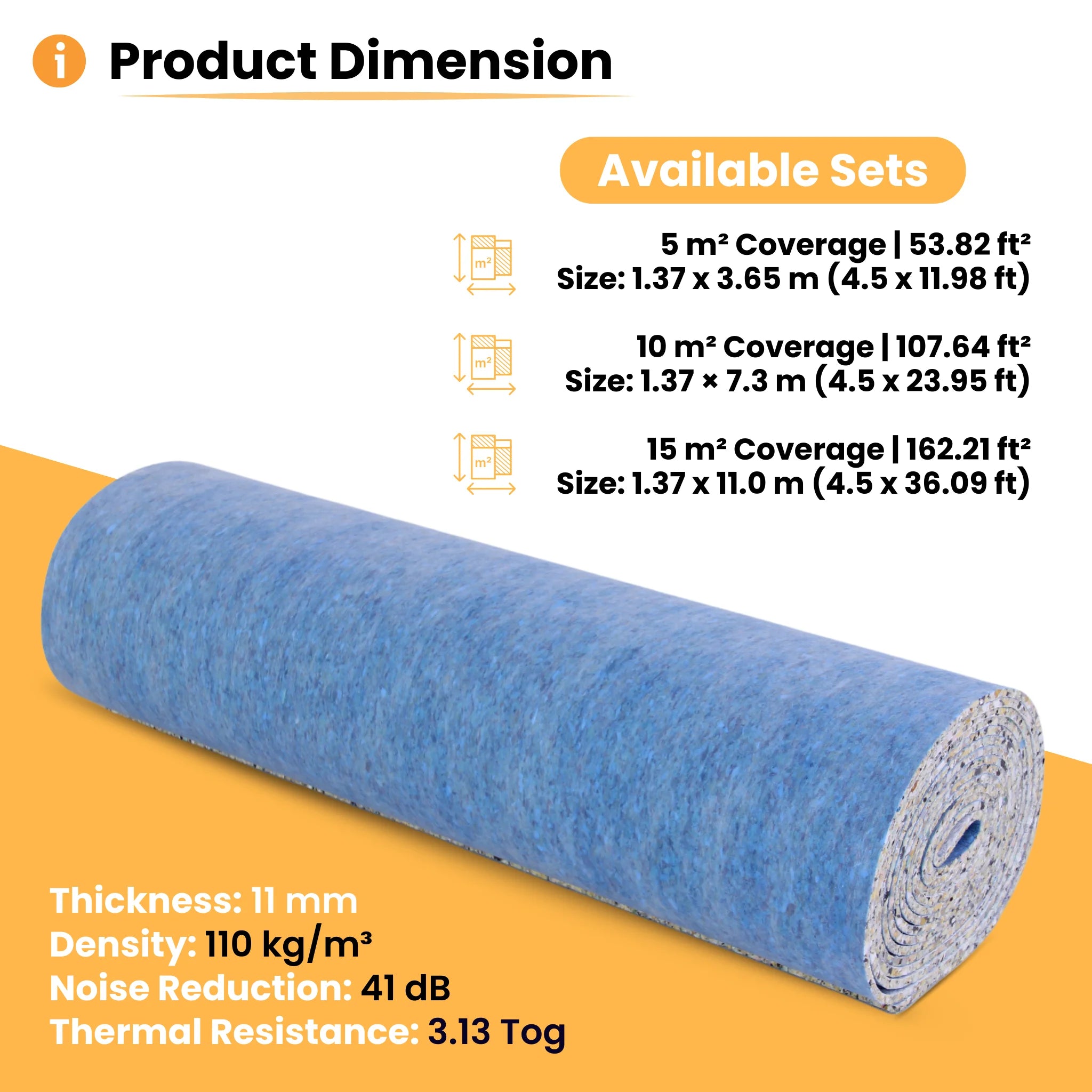 11mm carpet underlay roll dimensions and sets