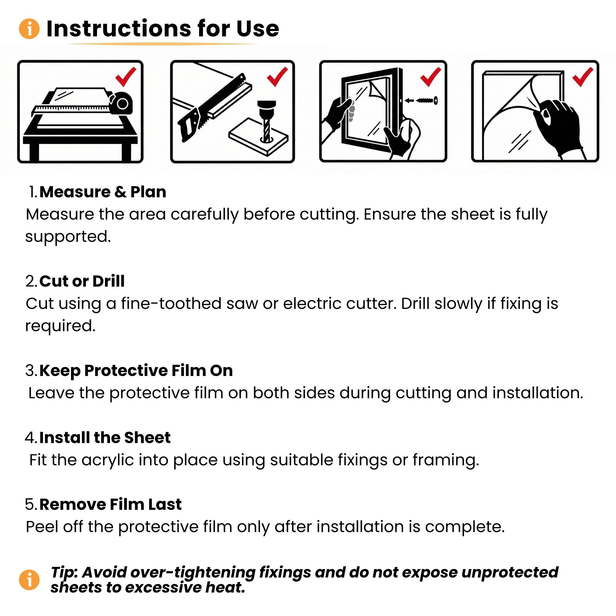 plexiglass sheet installation instructions guide
