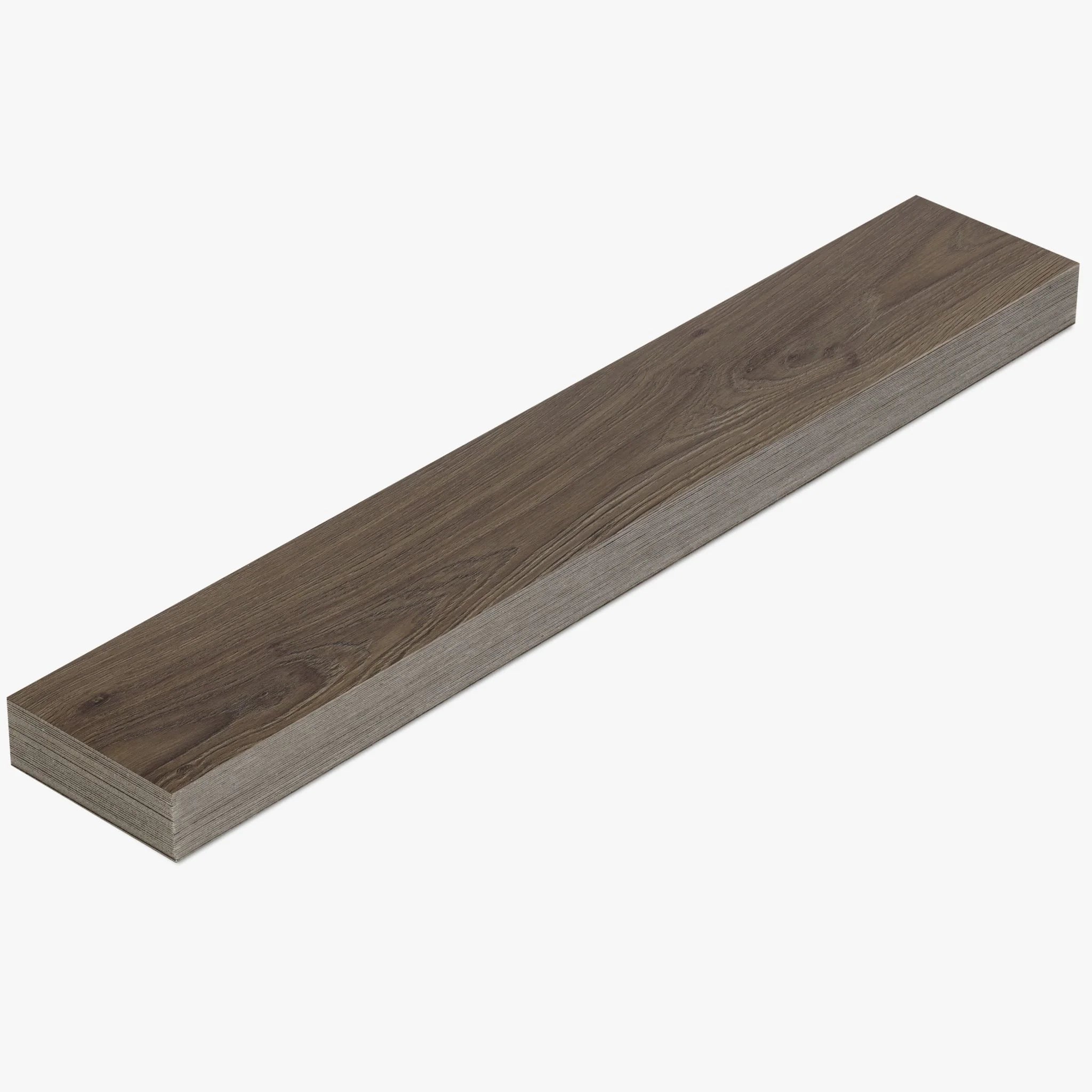 detailed view of dark brown wood-effect vinyl flooring with subtle grain patterns