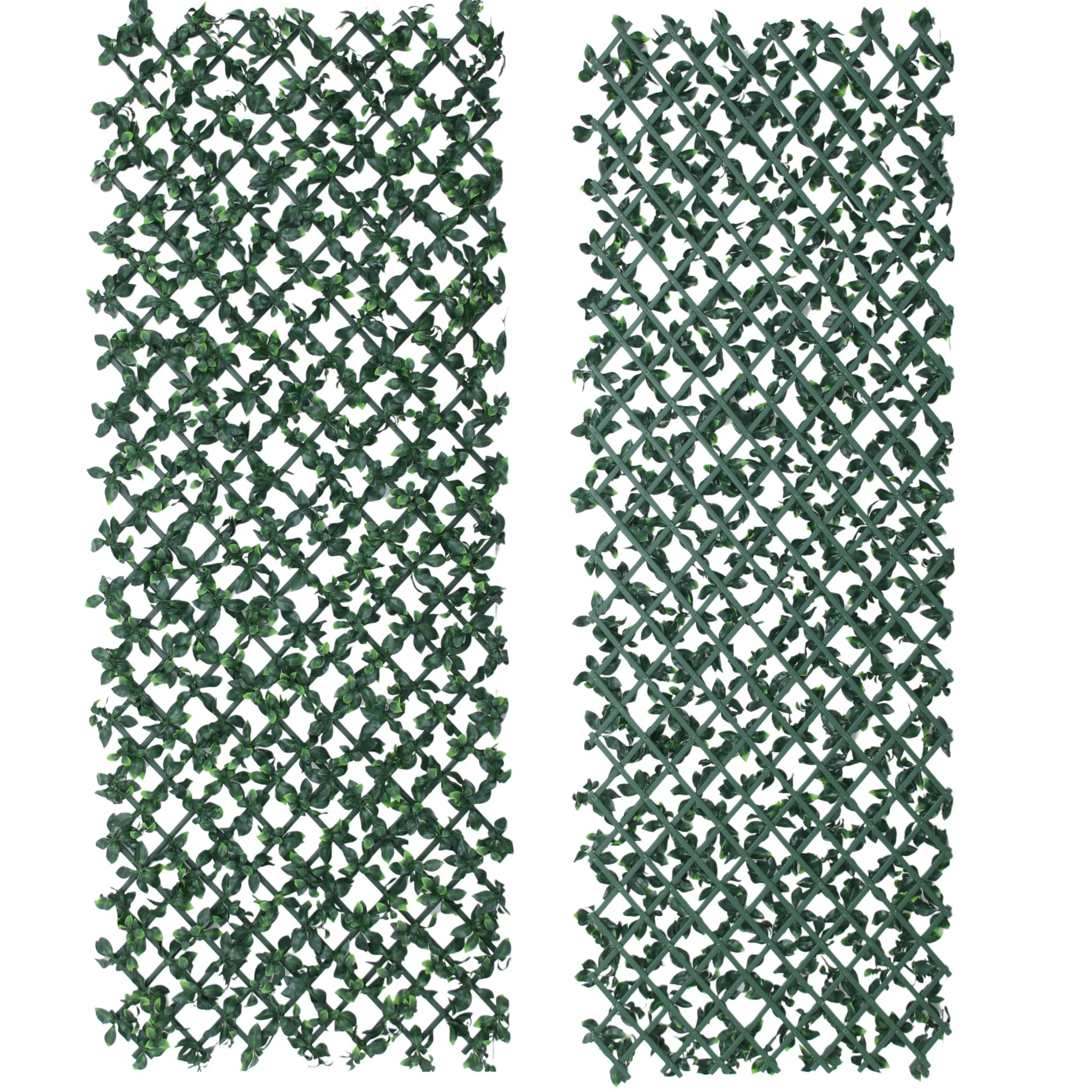 full size front and back expanding privacy screen with faux leaves