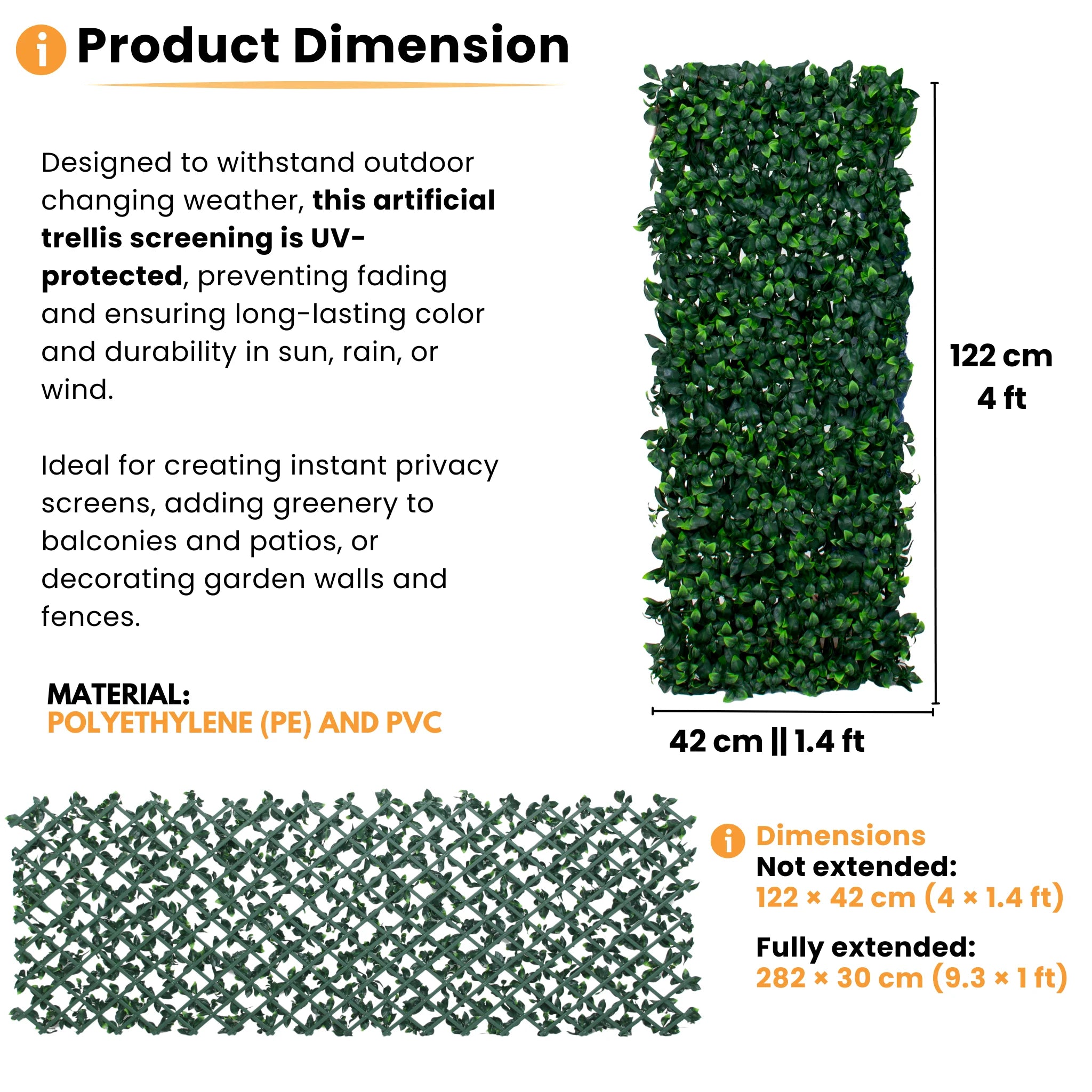 artificial hedge product dimensions and use description