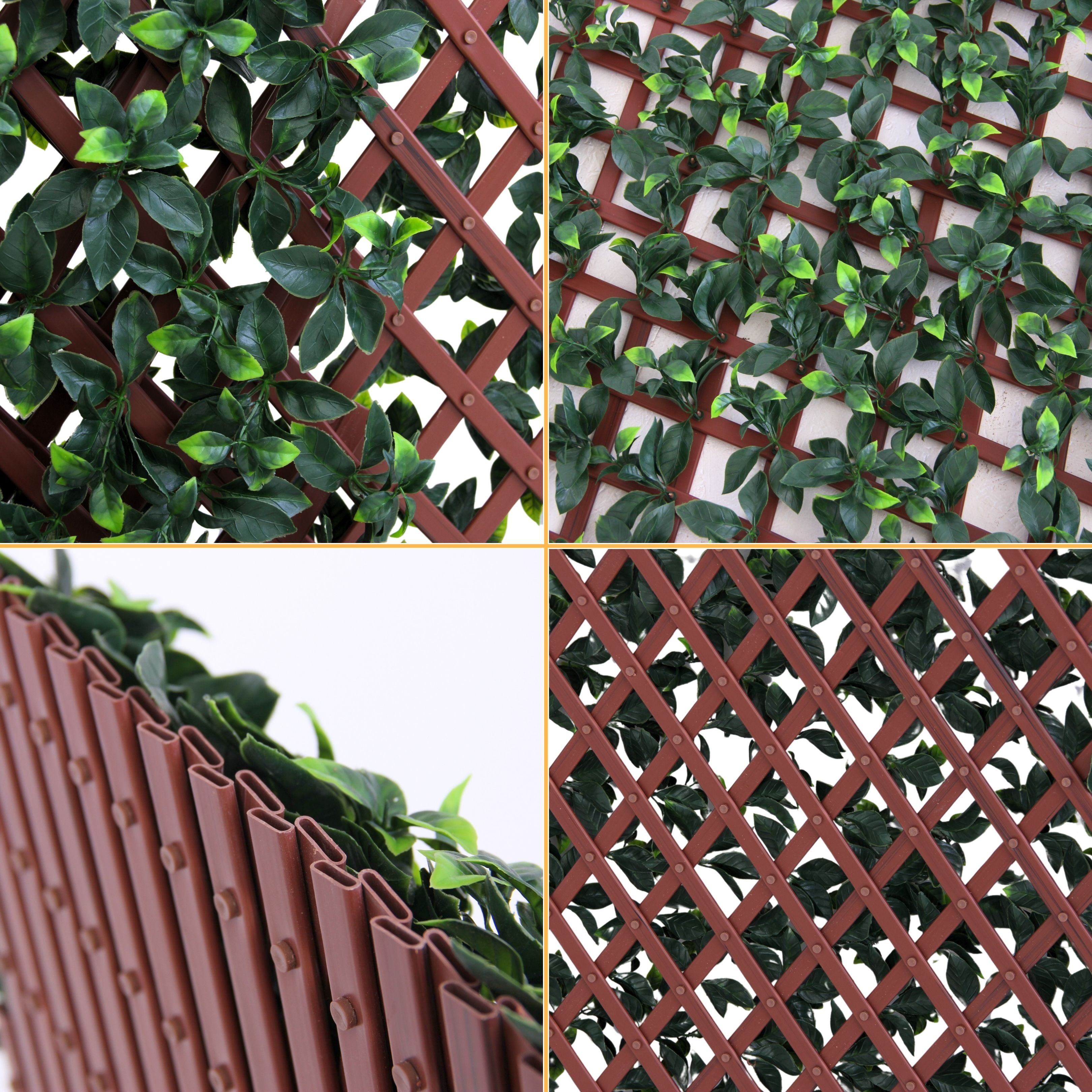 Expandable Trellis with Artificial Ficus Leaves – 35x71 in (90x180 cm) Garden Privacy Screen & Outdoor Decor