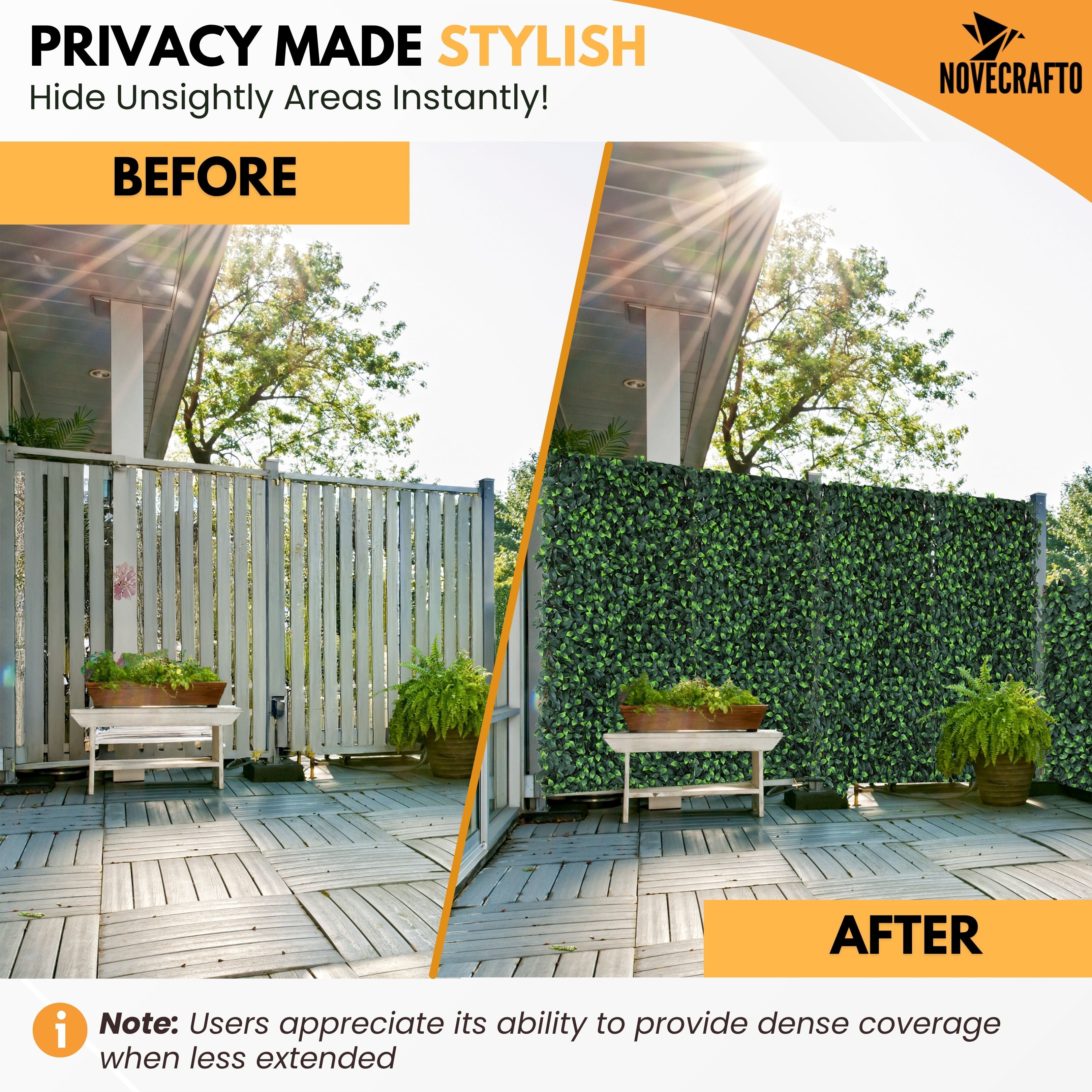 Expandable Trellis with Artificial Ficus Leaves – 35x71 in (90x180 cm) Garden Privacy Screen & Outdoor Decor