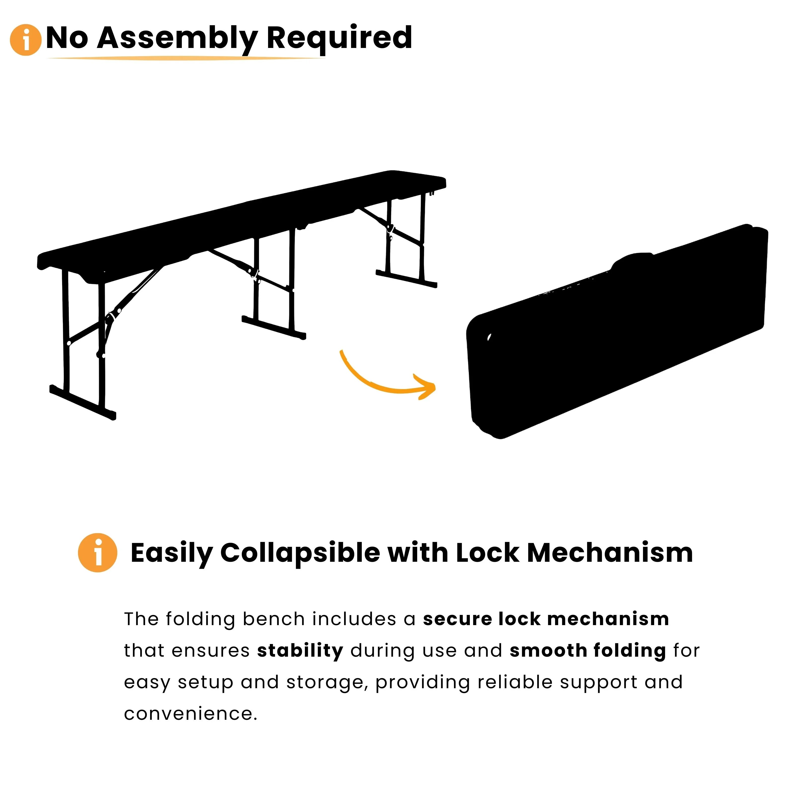no assembly required black folding bench table