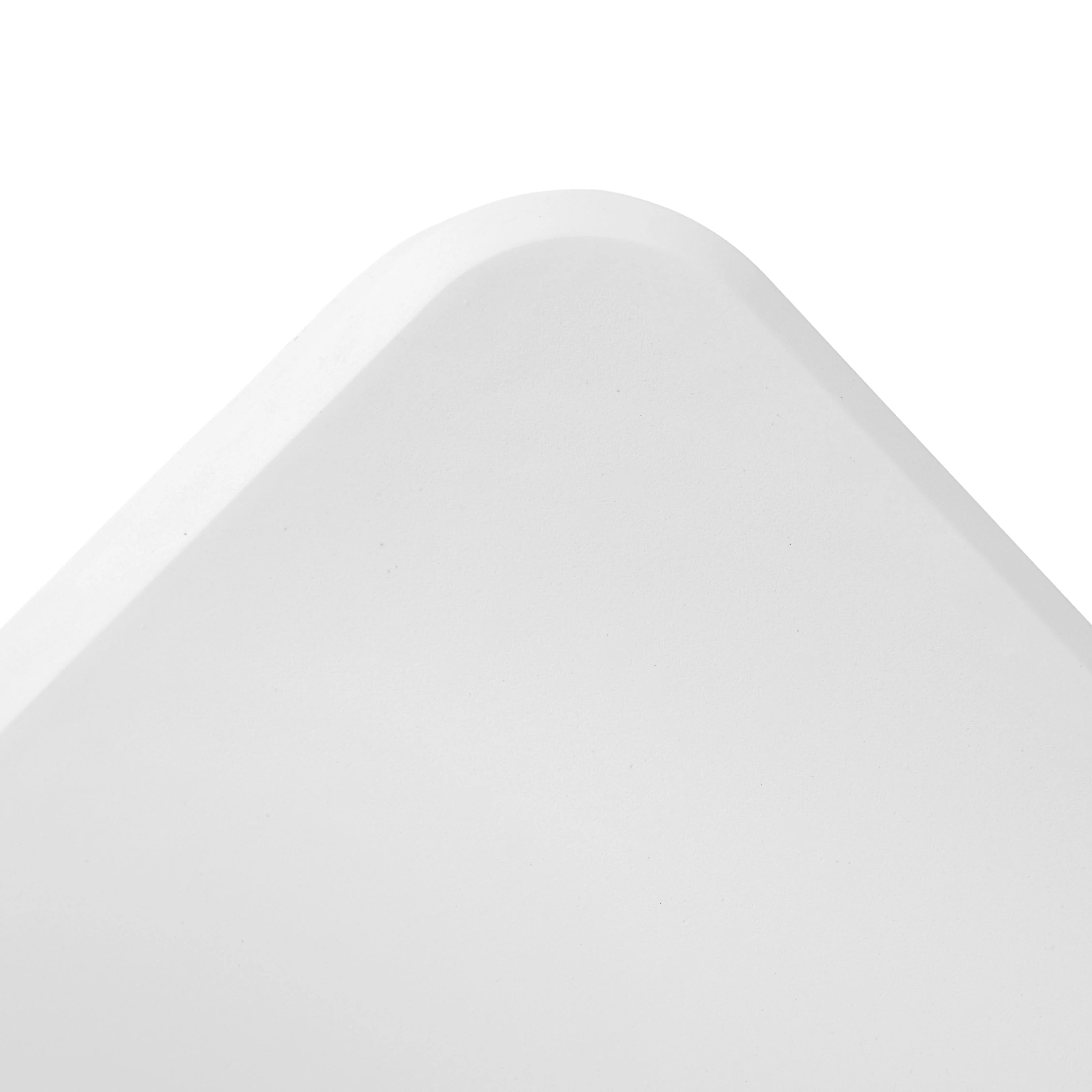 close up of white folding bench corner detail