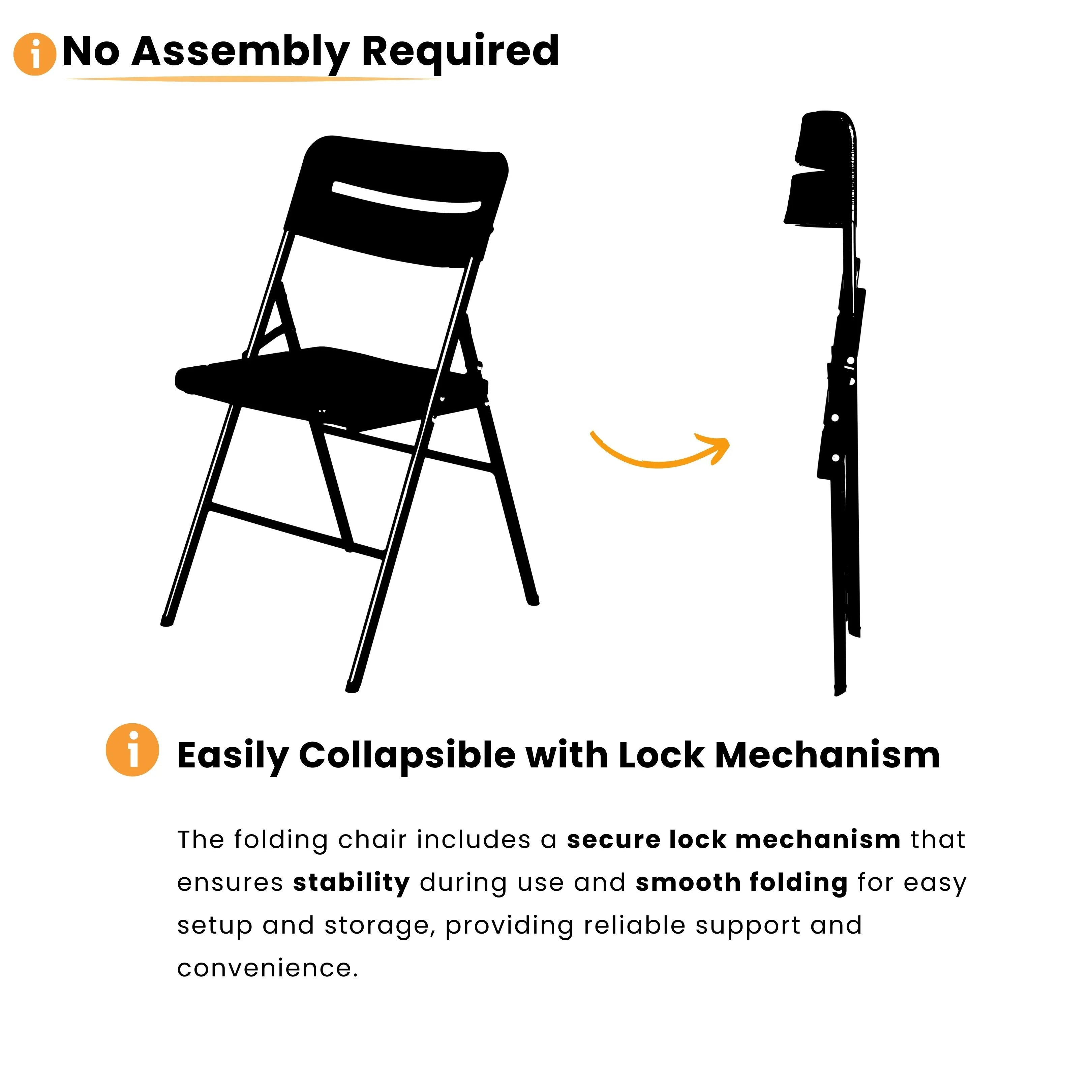 no assembly required black folding chair