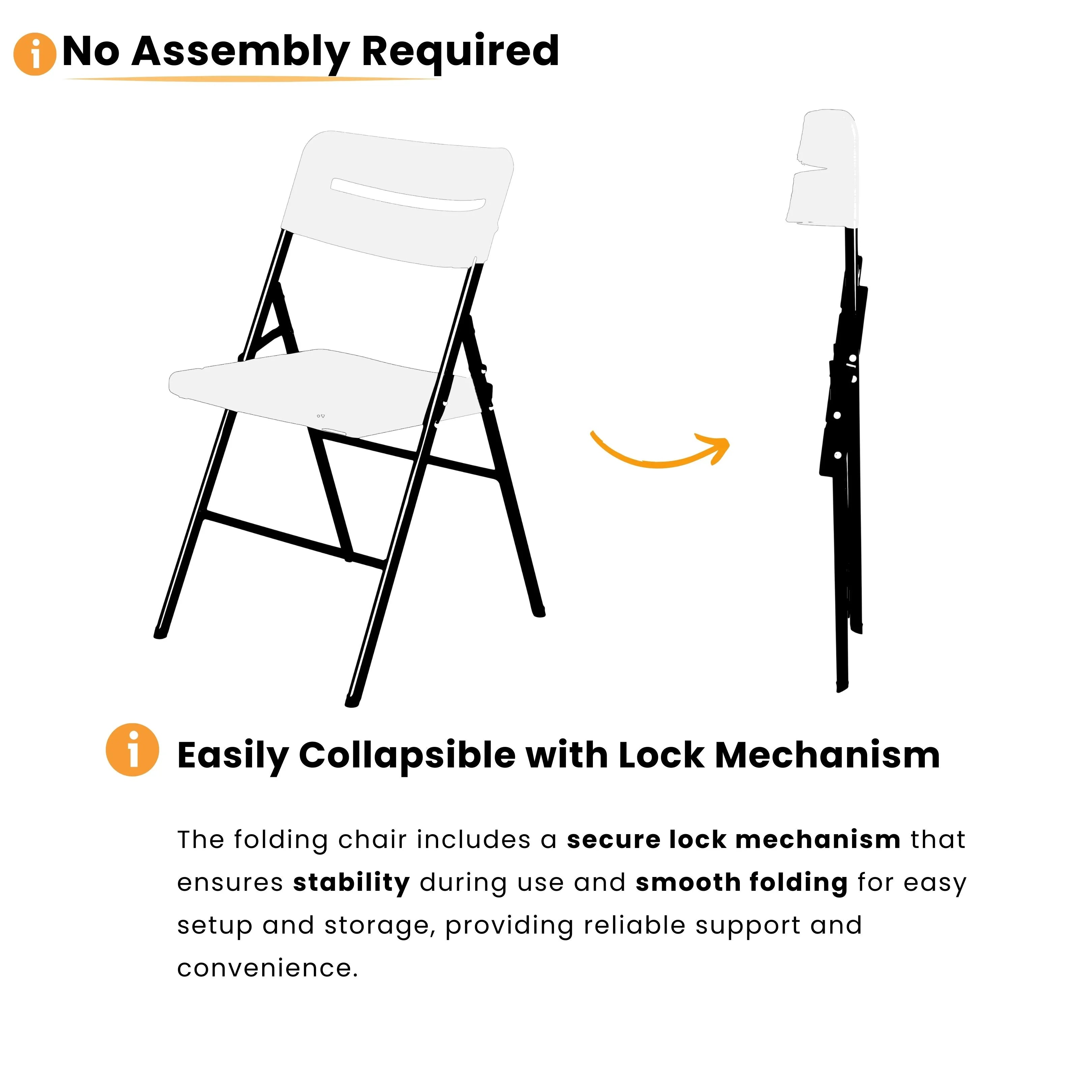 no assembly required white folding chair