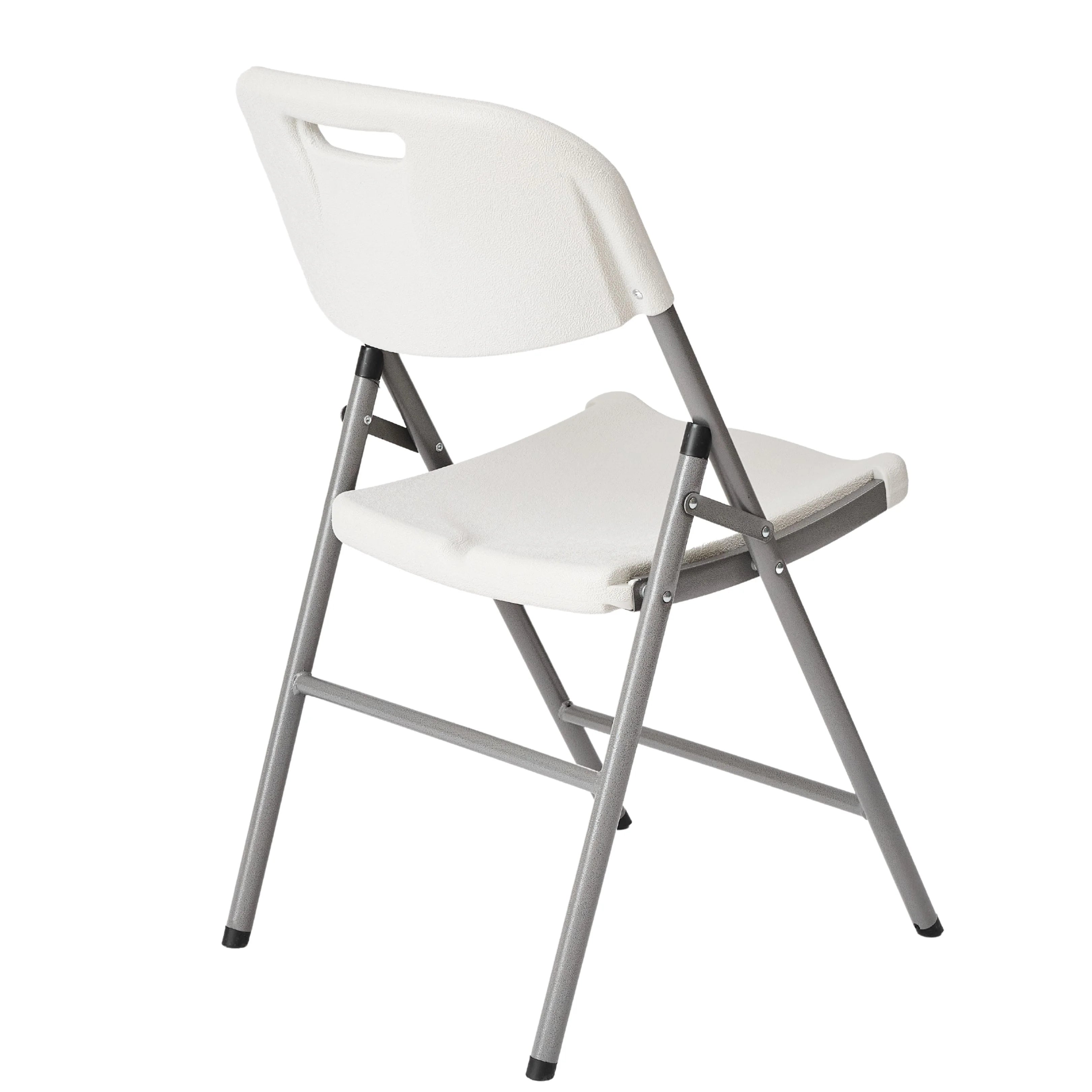 side view of folding white chair