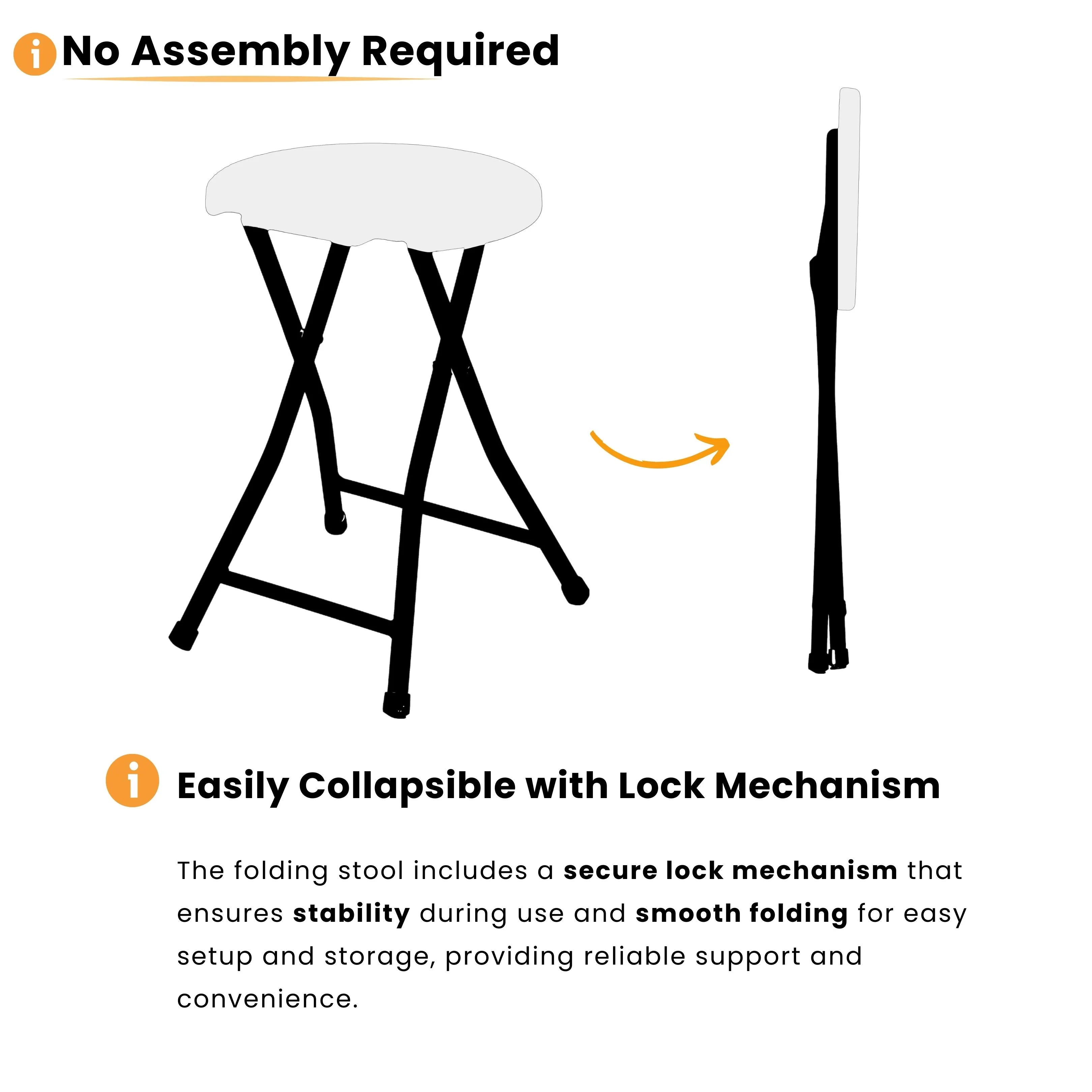 no assembly required white folding stool