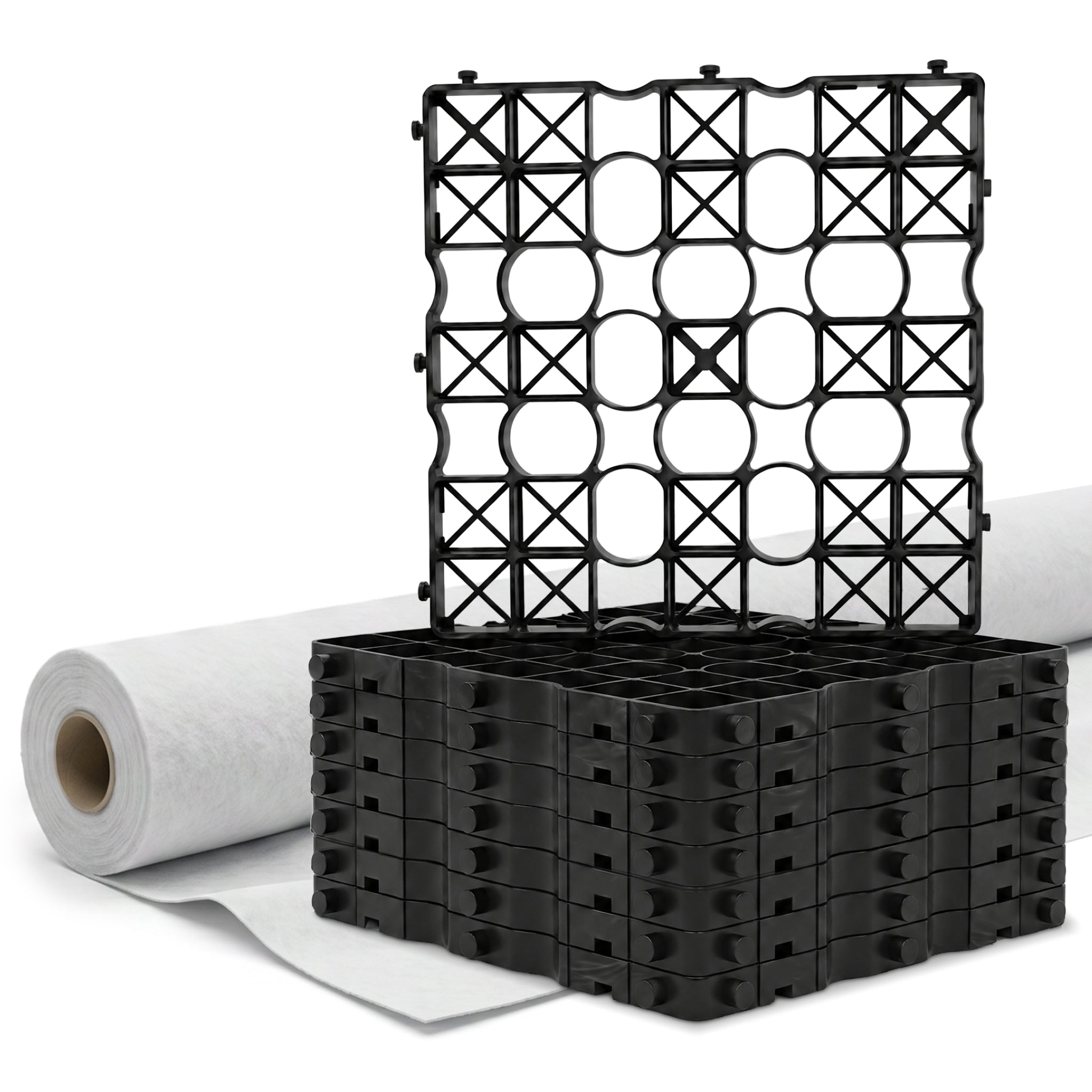 Gravel grids with geotextile membrane roll