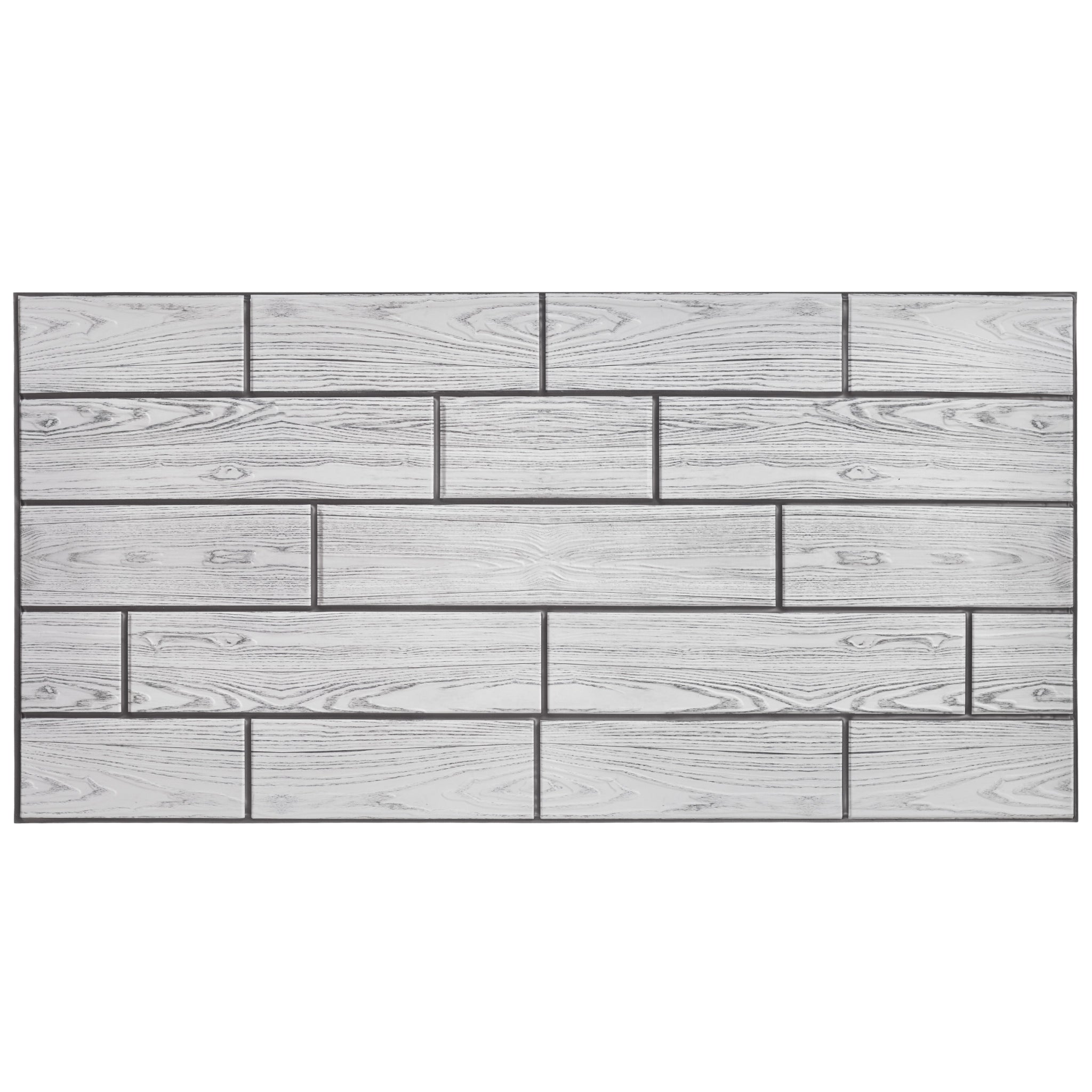 Close-up of grey wall panel with geometric designs