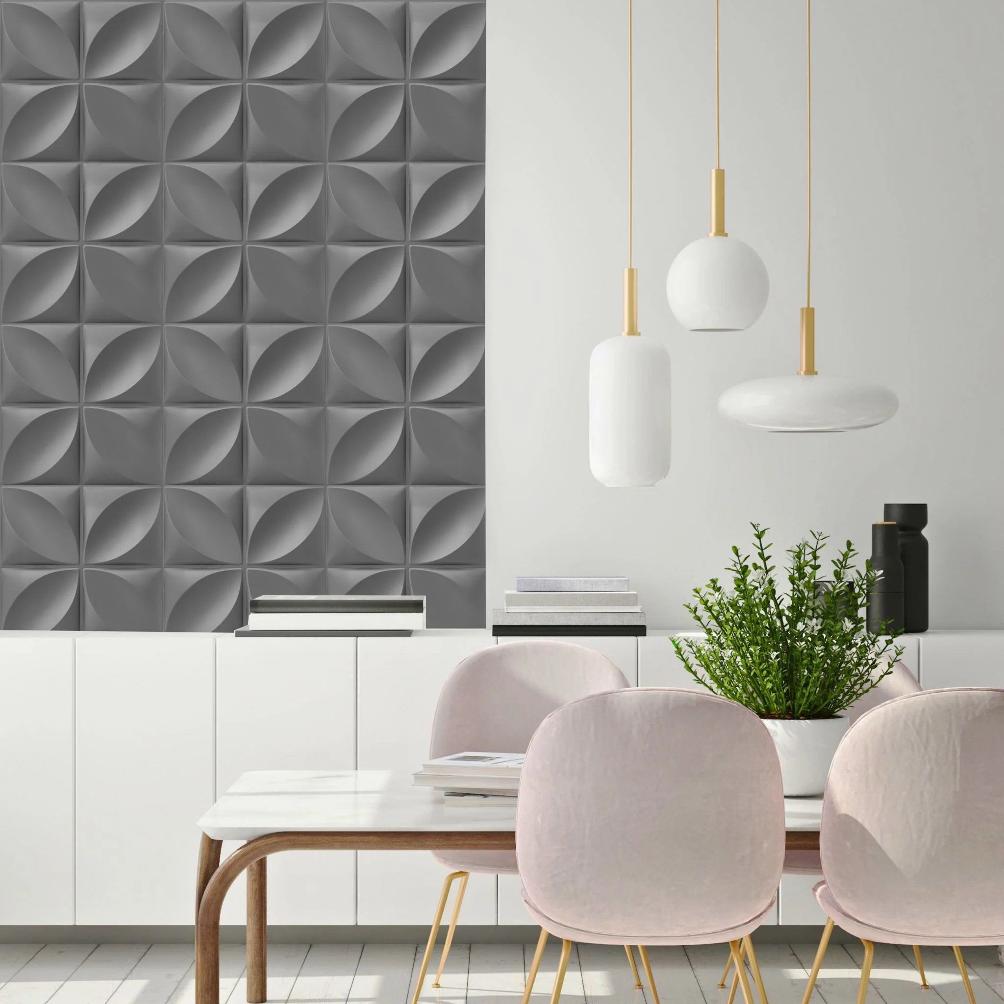 Grey Floral Pattern - PVC Wall Panel