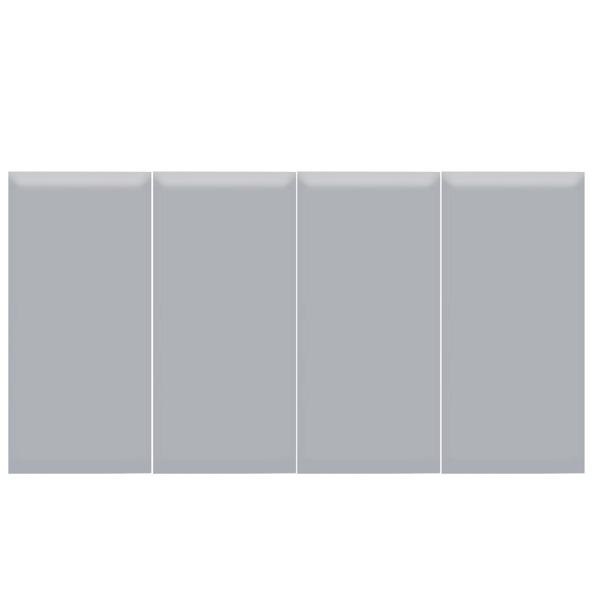 Close-up of grey upholstered wall panel with elegant design