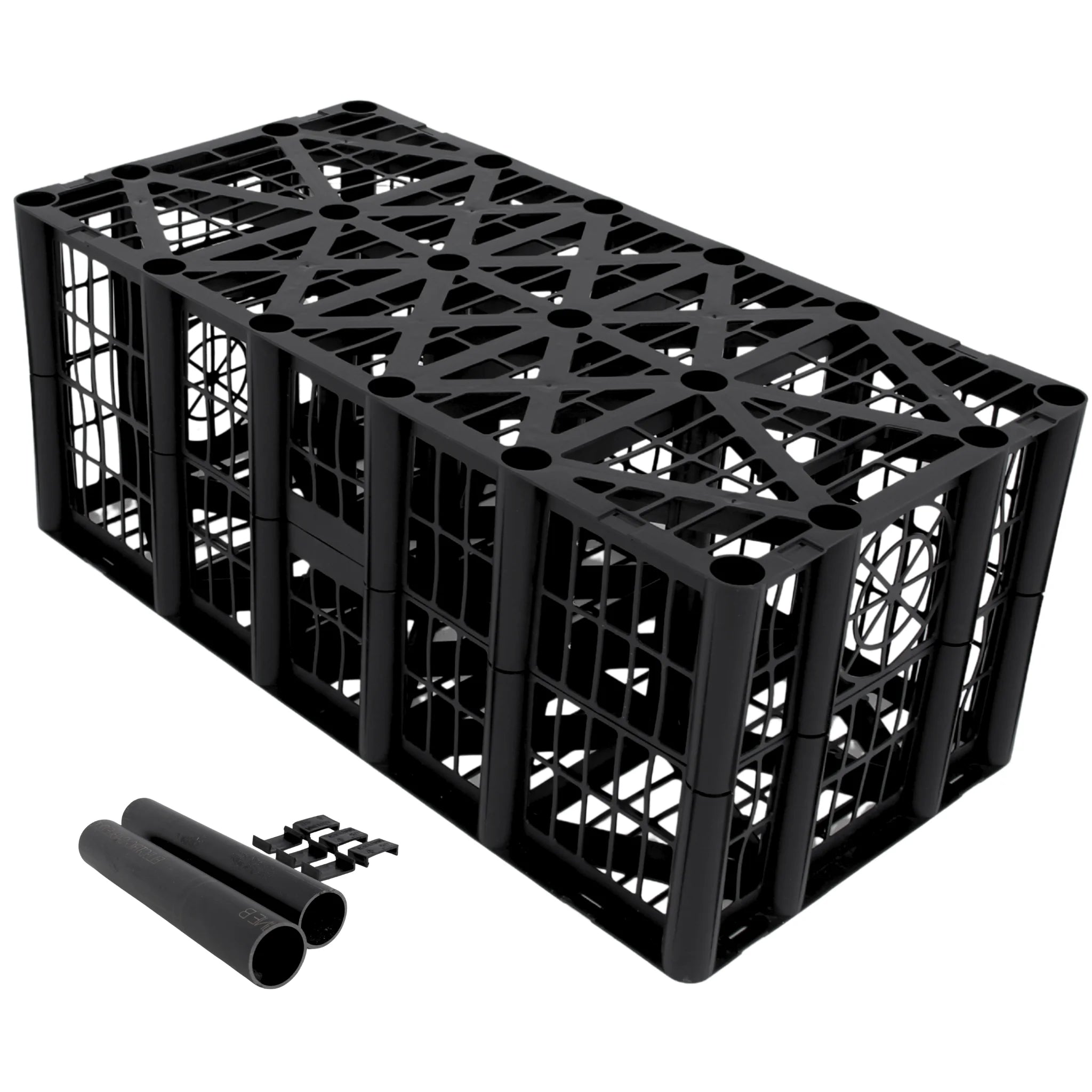 Modular soakaway crate with integrated connectors