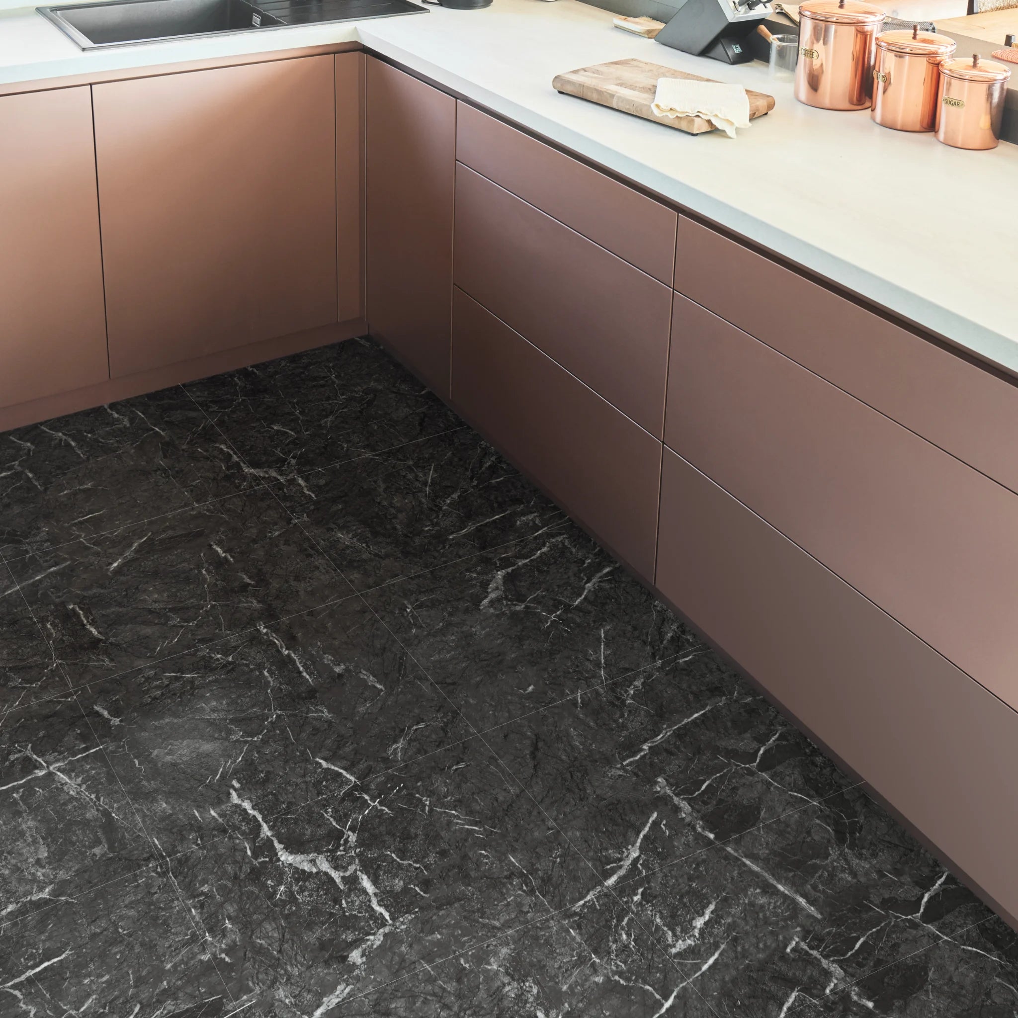 Large Rectangular Self-Adhesive Vinyl Floor Tiles kitchen view