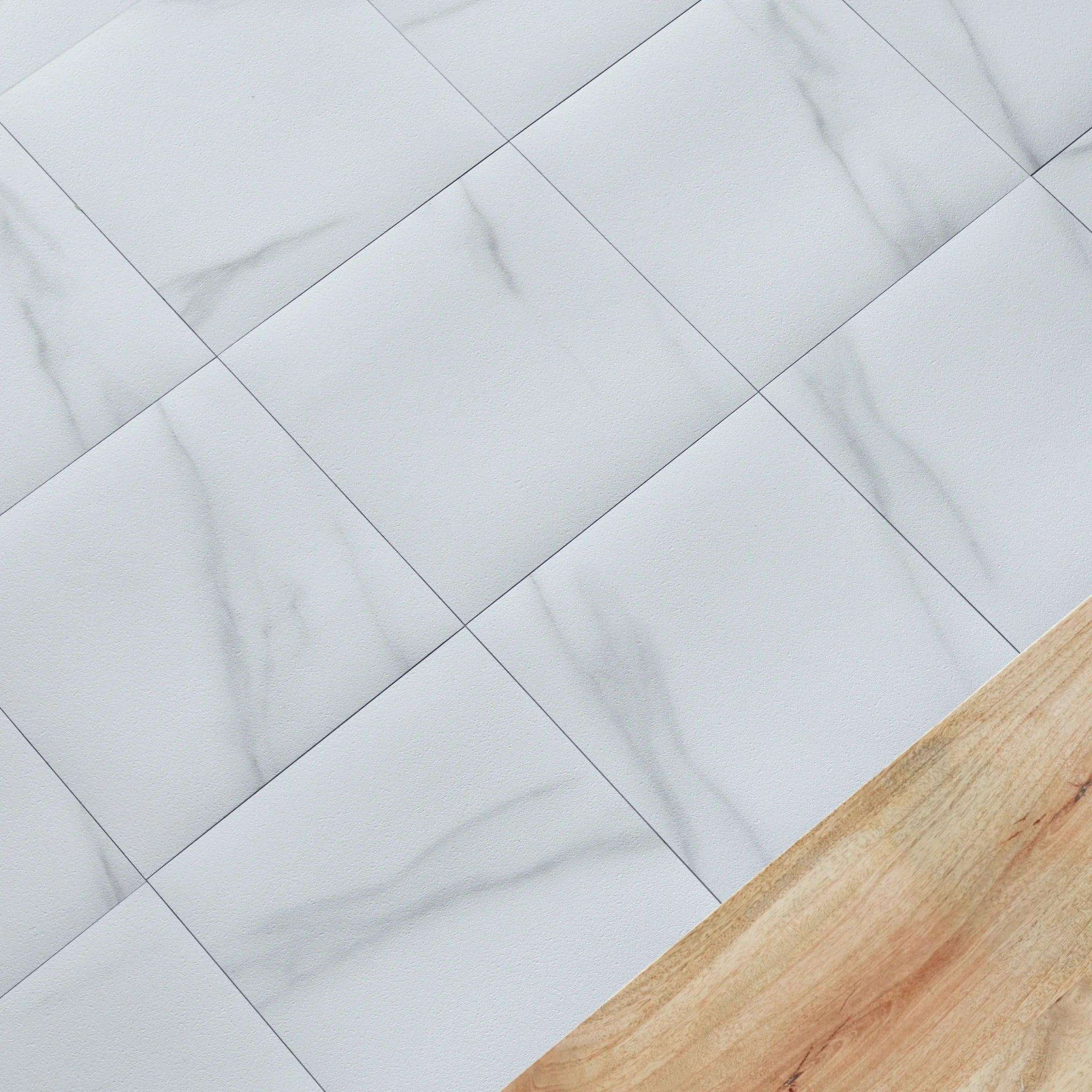 Large Square Self-Adhesive Vinyl Floor Tiles – White Marble