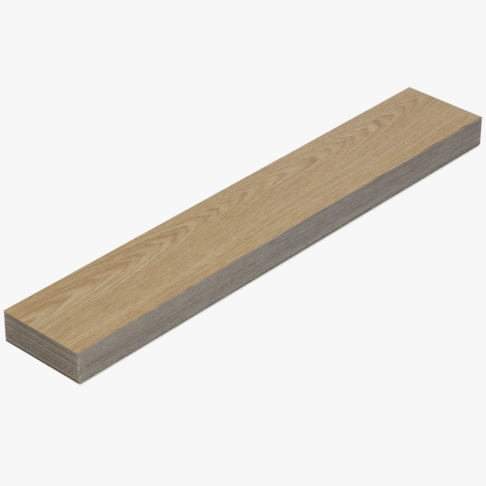 close-up of a wood-effect vinyl plank in light brown
