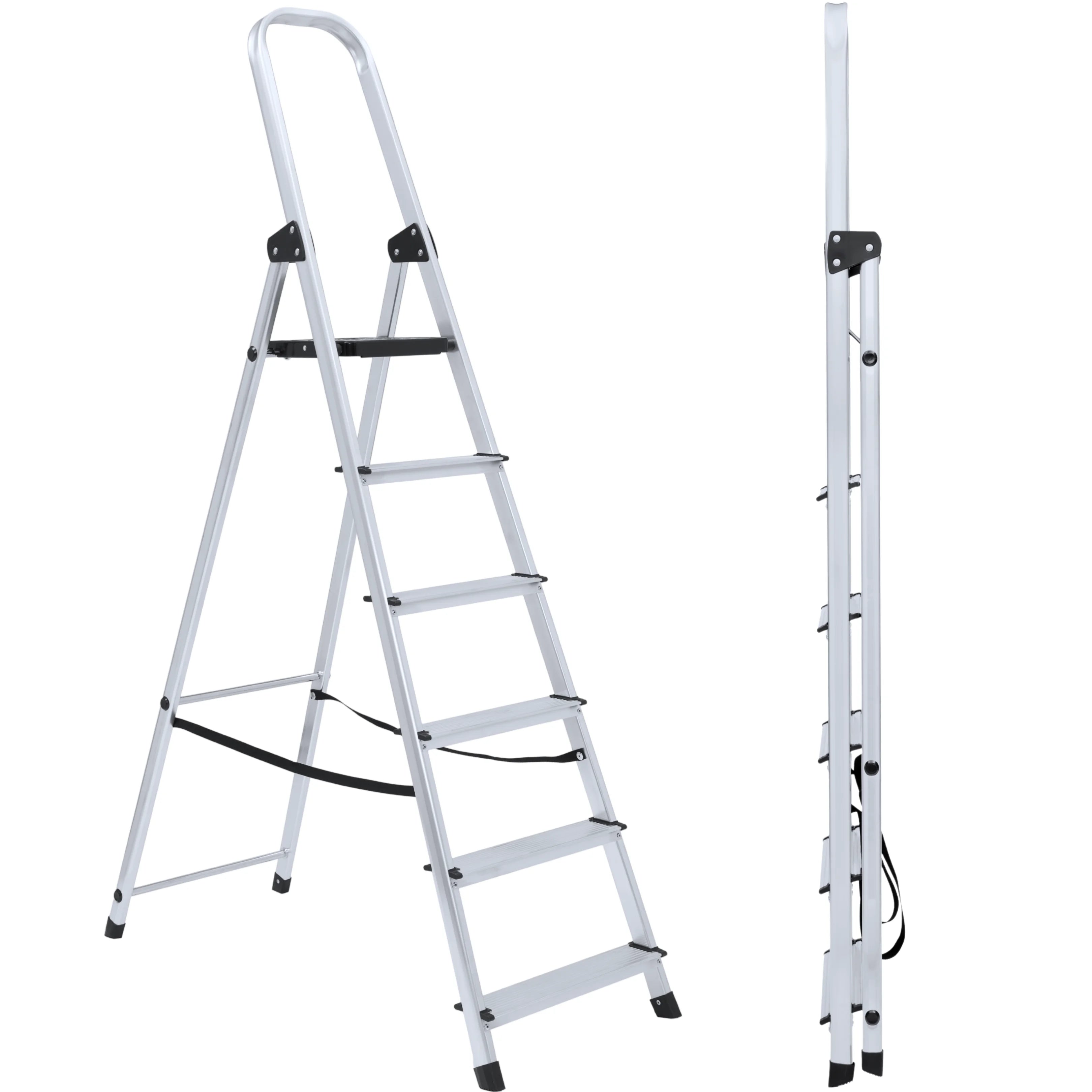 Compact 6 step ladder open and folded look