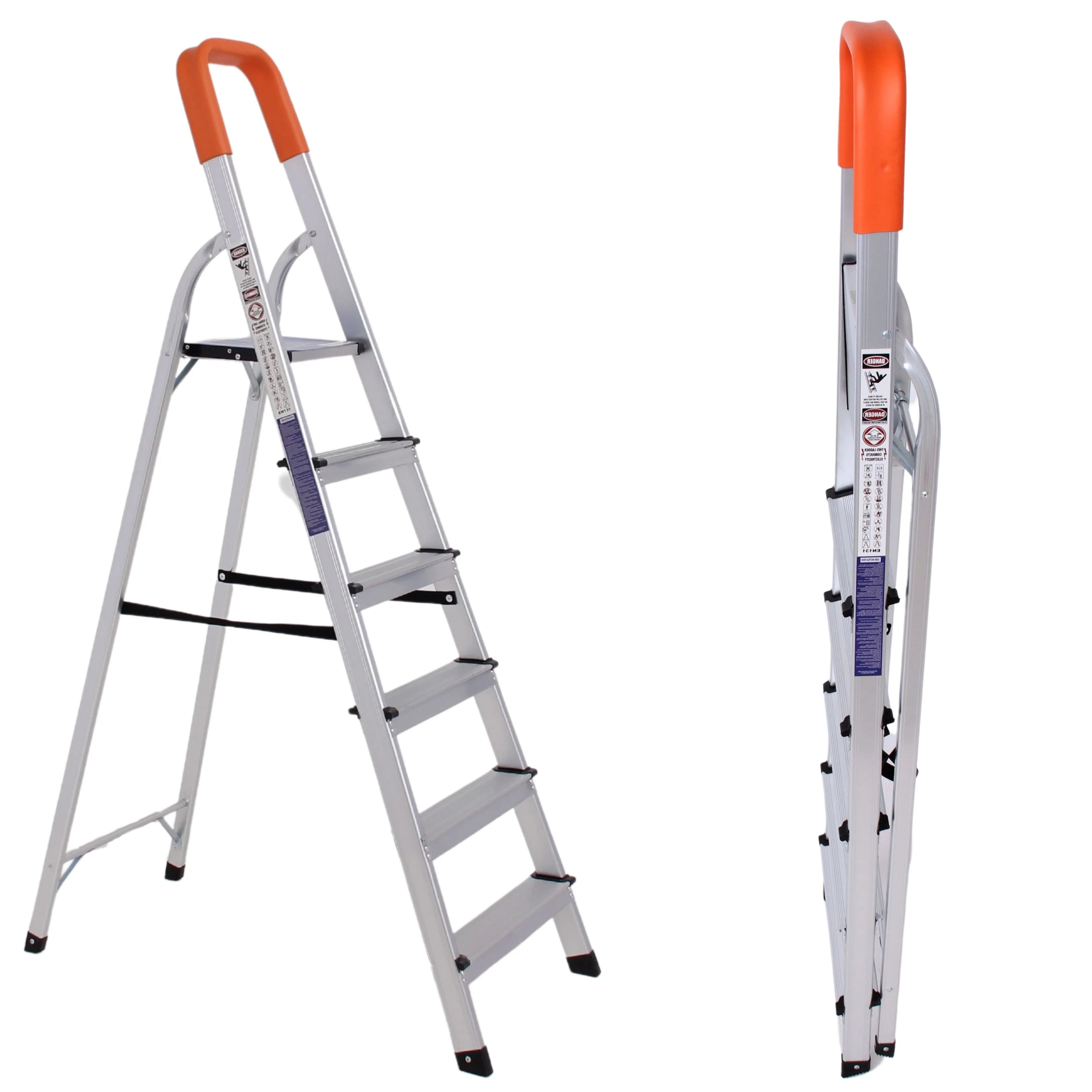 Compact 6 step ladder open and folded look