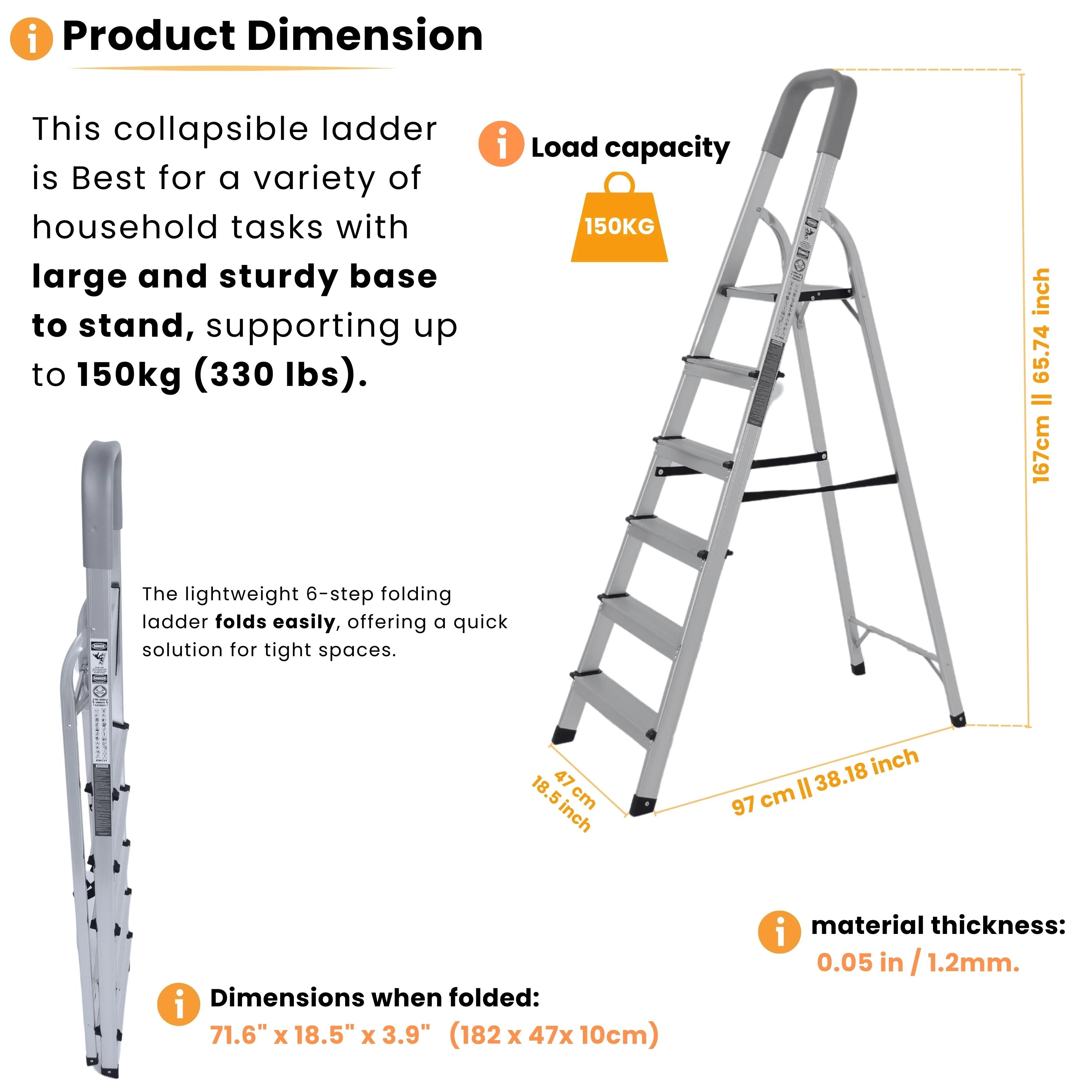 lightweight step ladder 6 steps description