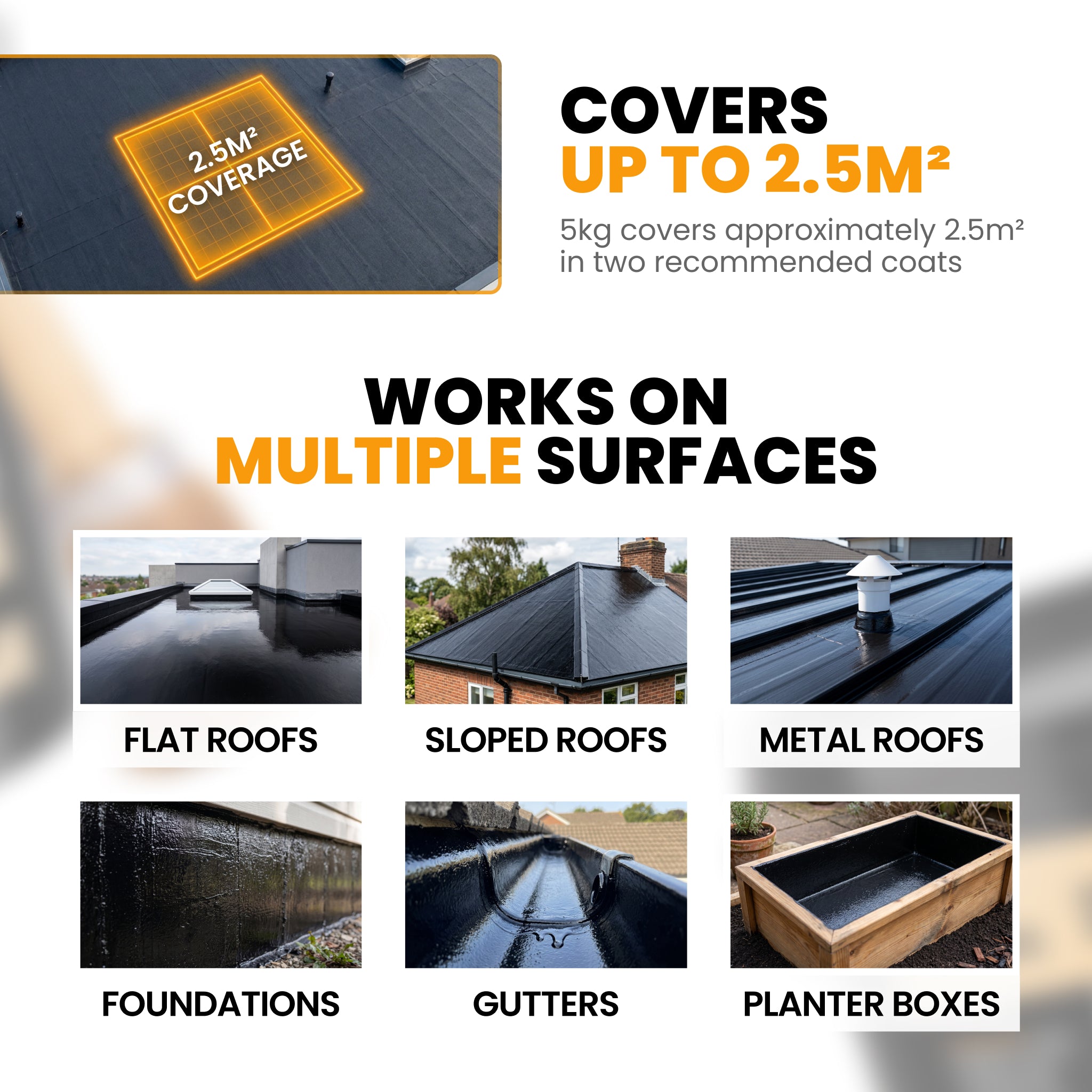 Liquid rubber roof coating brown to black