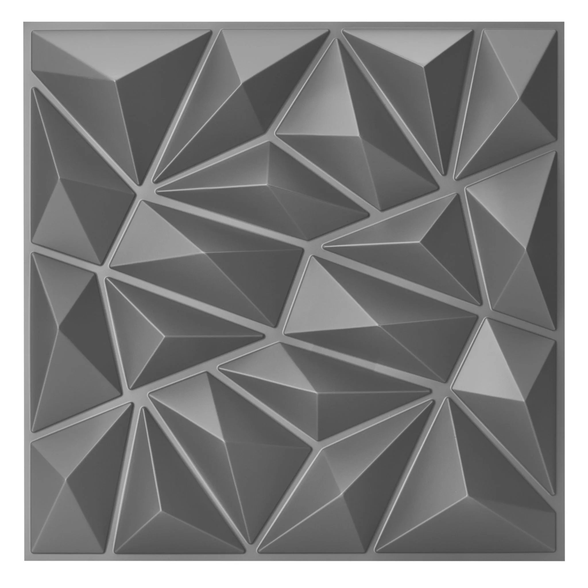 Silver PVC wall panel with geometric patterns, close-up view