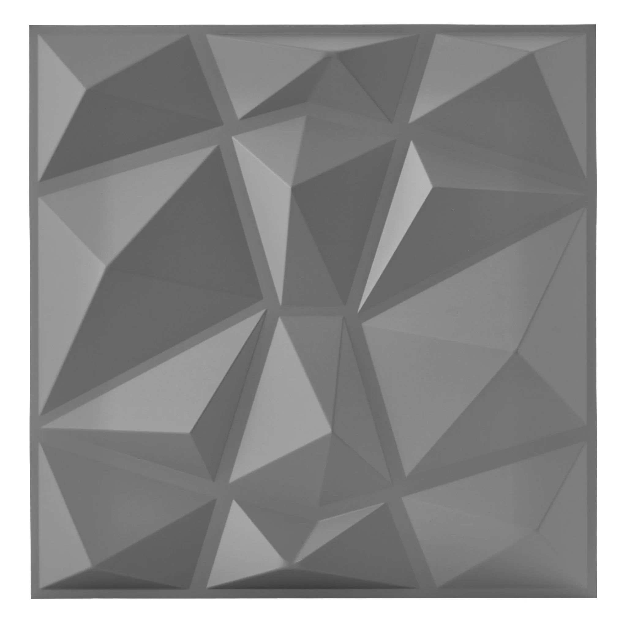 Silver PVC wall panel with geometric square patterns, close-up view