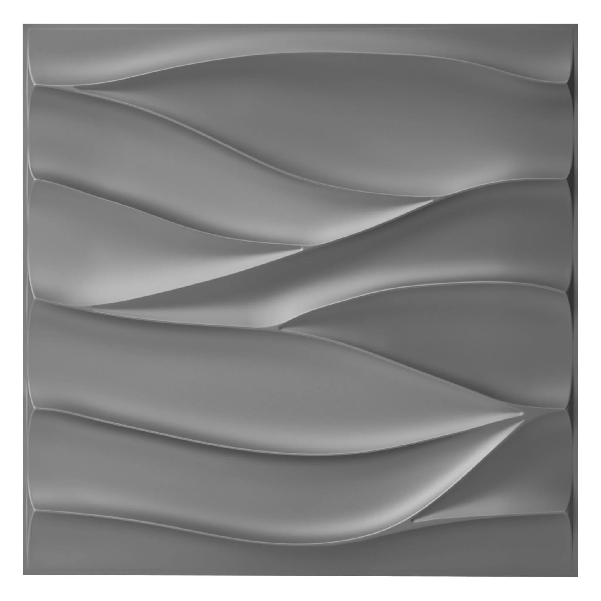 Silver PVC wall panel with wavy patterns, close-up view
