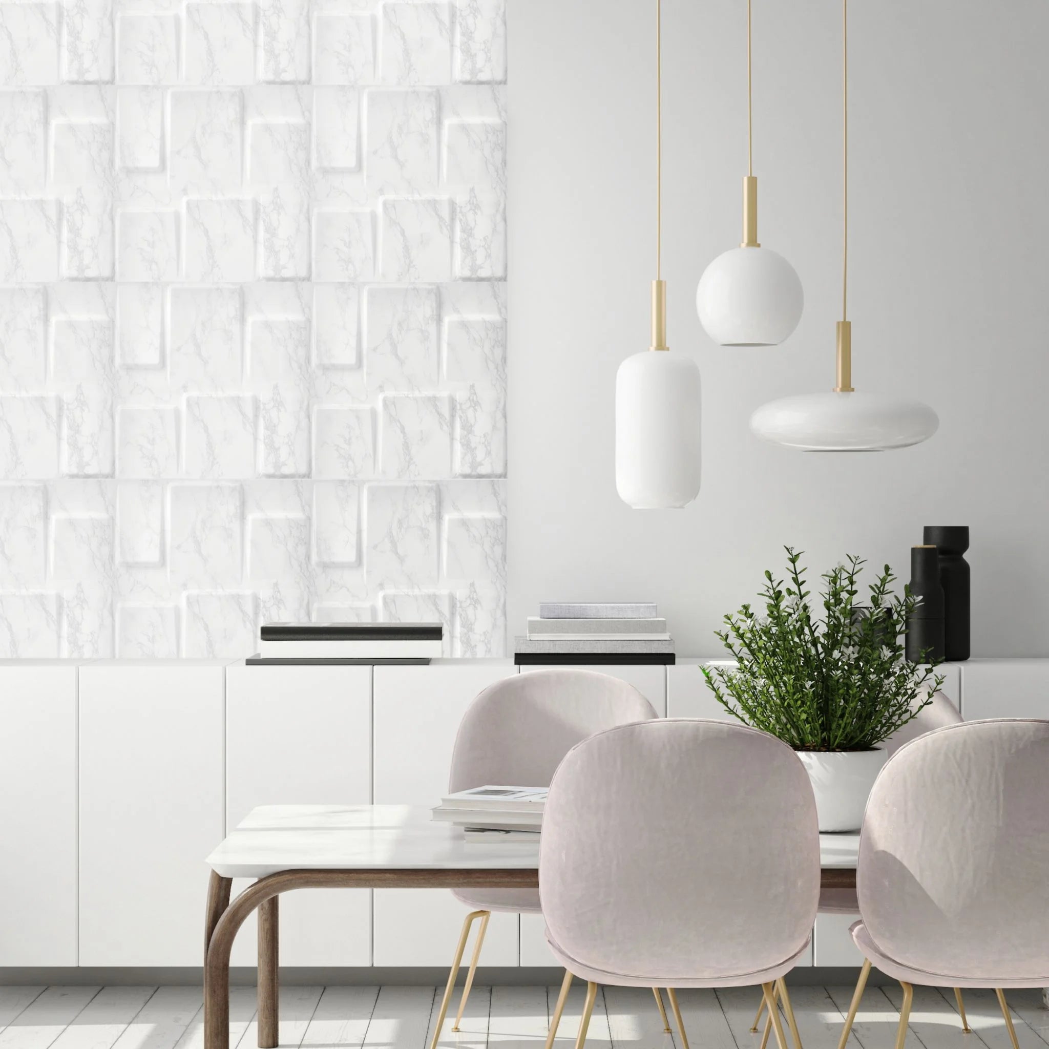 Marble Geometric Squares - PVC Wall Panel